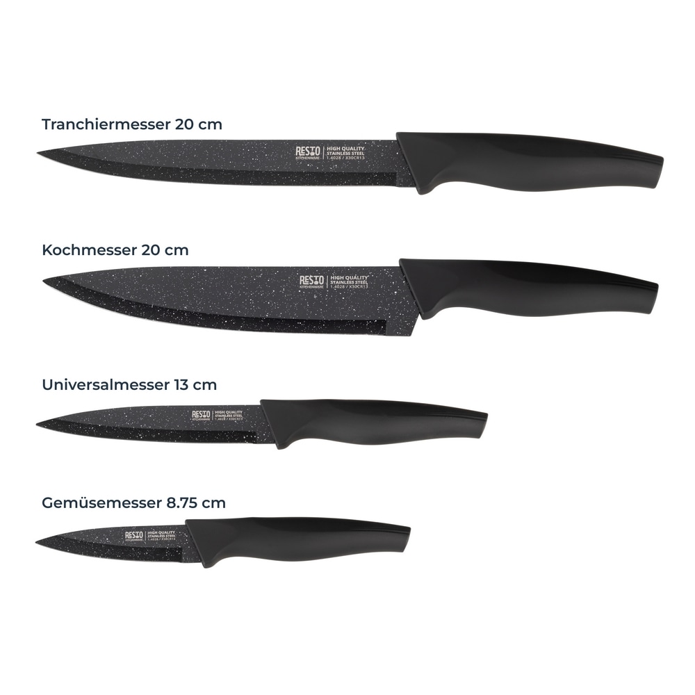 RESTO Kitchenware Messer-Set »Leo, Edelstahlmesser 4-teilig in Magnet-Geschenkbox«, (Set, 4 tlg.), Kochmesser, Tranchiermesser, Universalmesser, Gemüsemesser