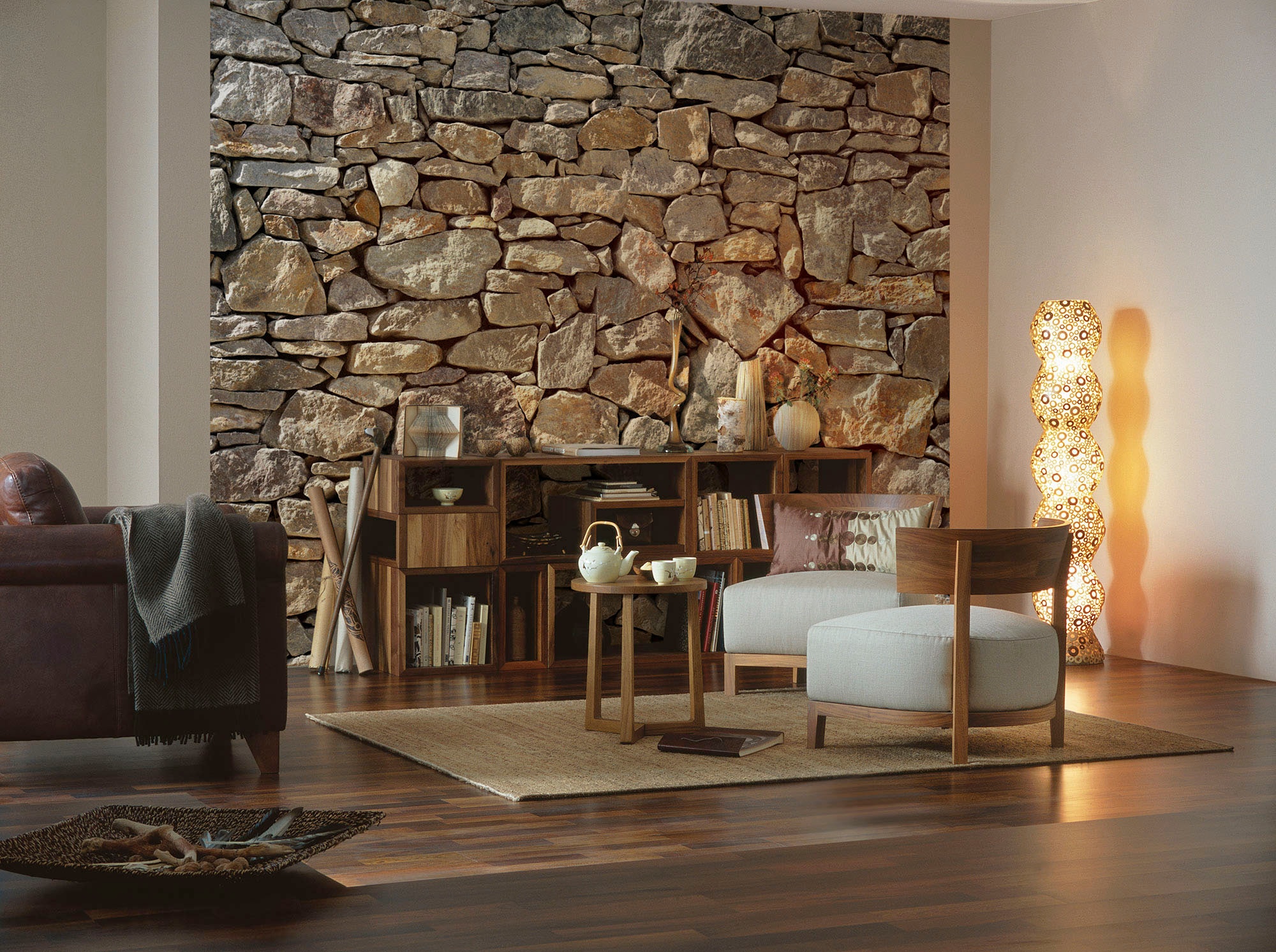 Komar Vliestapete »Digitaldruck Vlies - Stone Wall - Größe 400 x 260 cm«, bedruckt, Wohnzimmer, Schlafzimmer