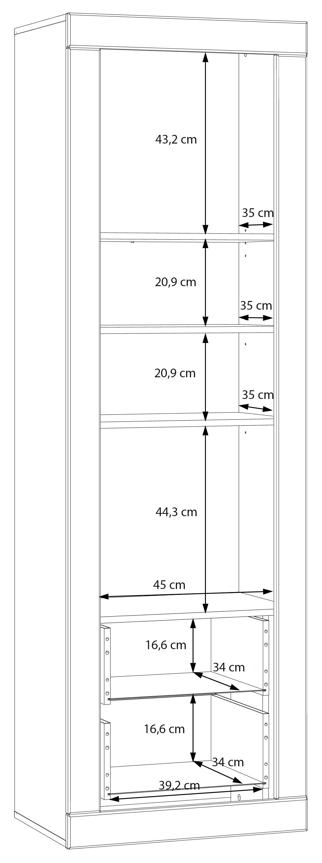 FORTE Vitrine »Lefkadas, Breite 61,3cm, Höhe 196 cm«, Vitrine, grifflose Front, breite Rahmenoptik, Tür mit Glaseinsatz