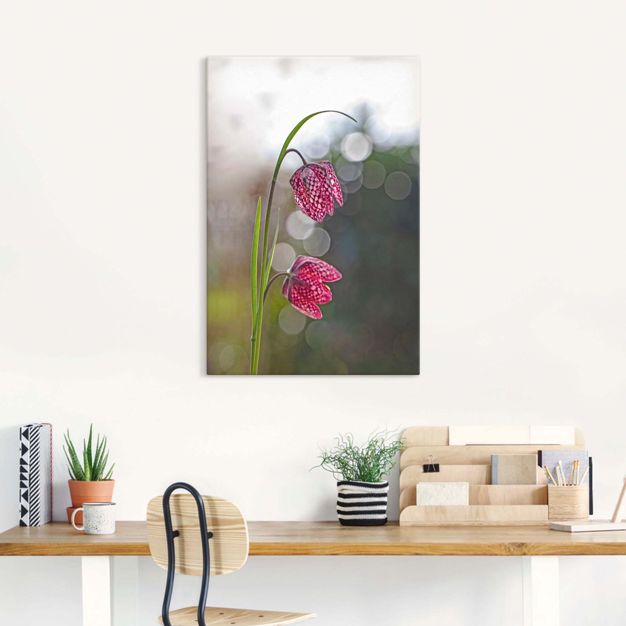 Artland Leinwandbild "Schachbrettblume" Blumenbilder 1 Stk. tlg. auf Holzra günstig online kaufen