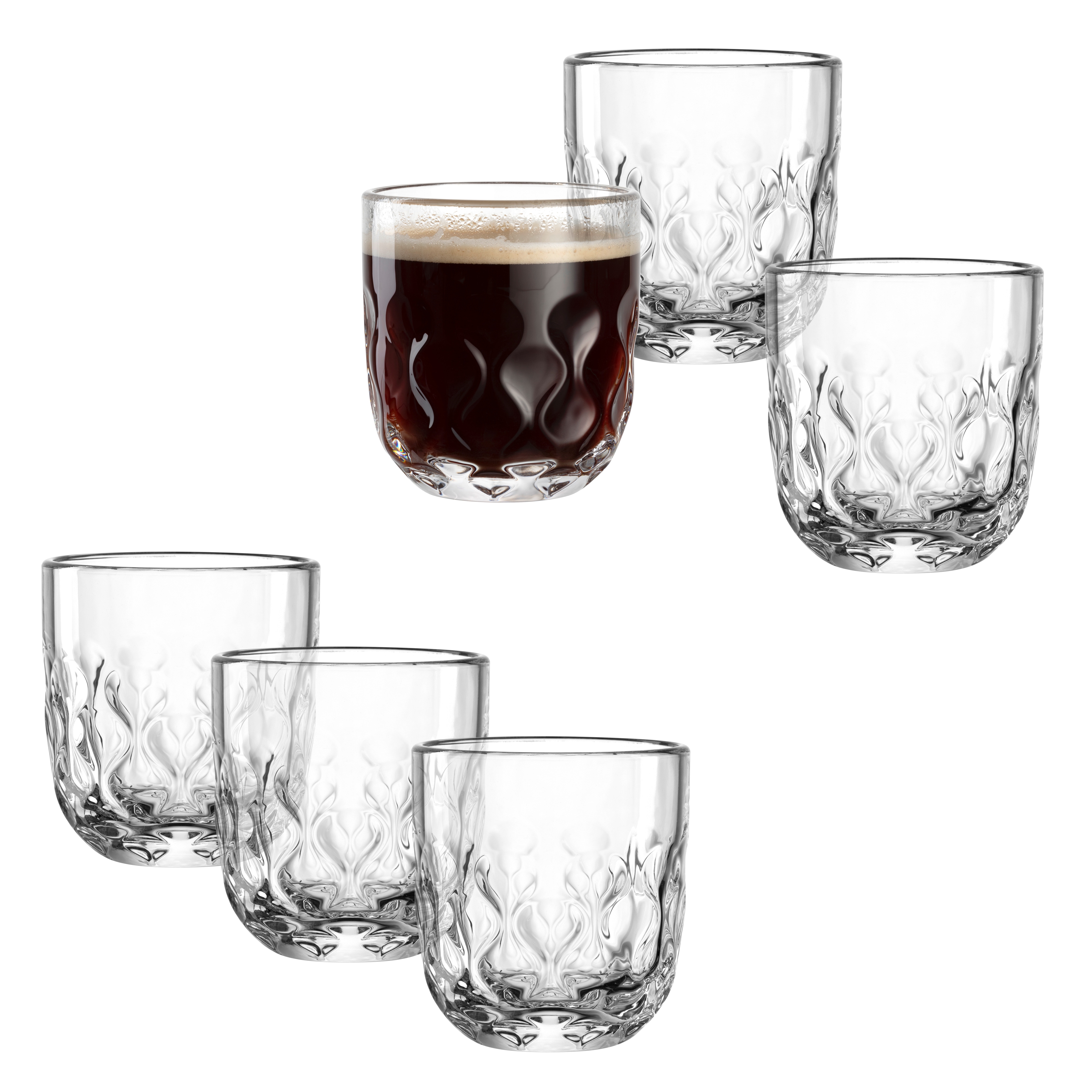 LEONARDO Gläser-Set "Kaffee-Glas GOCCE, 220 ml, 6er-Set" 2. Variante, mit Tropfenrelief