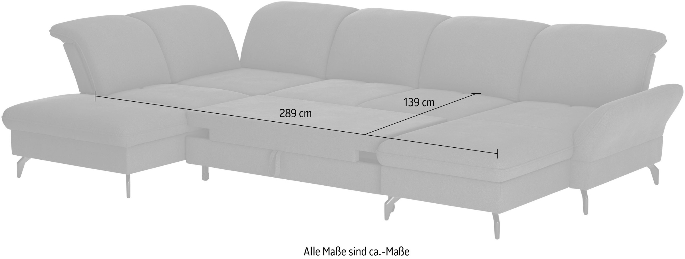 sit&more Wohnlandschaft »Leandro U-Form«, Wahlweise mit Bett-, Kopfteil - und Armlehnfunktion, sowie Bettkasten