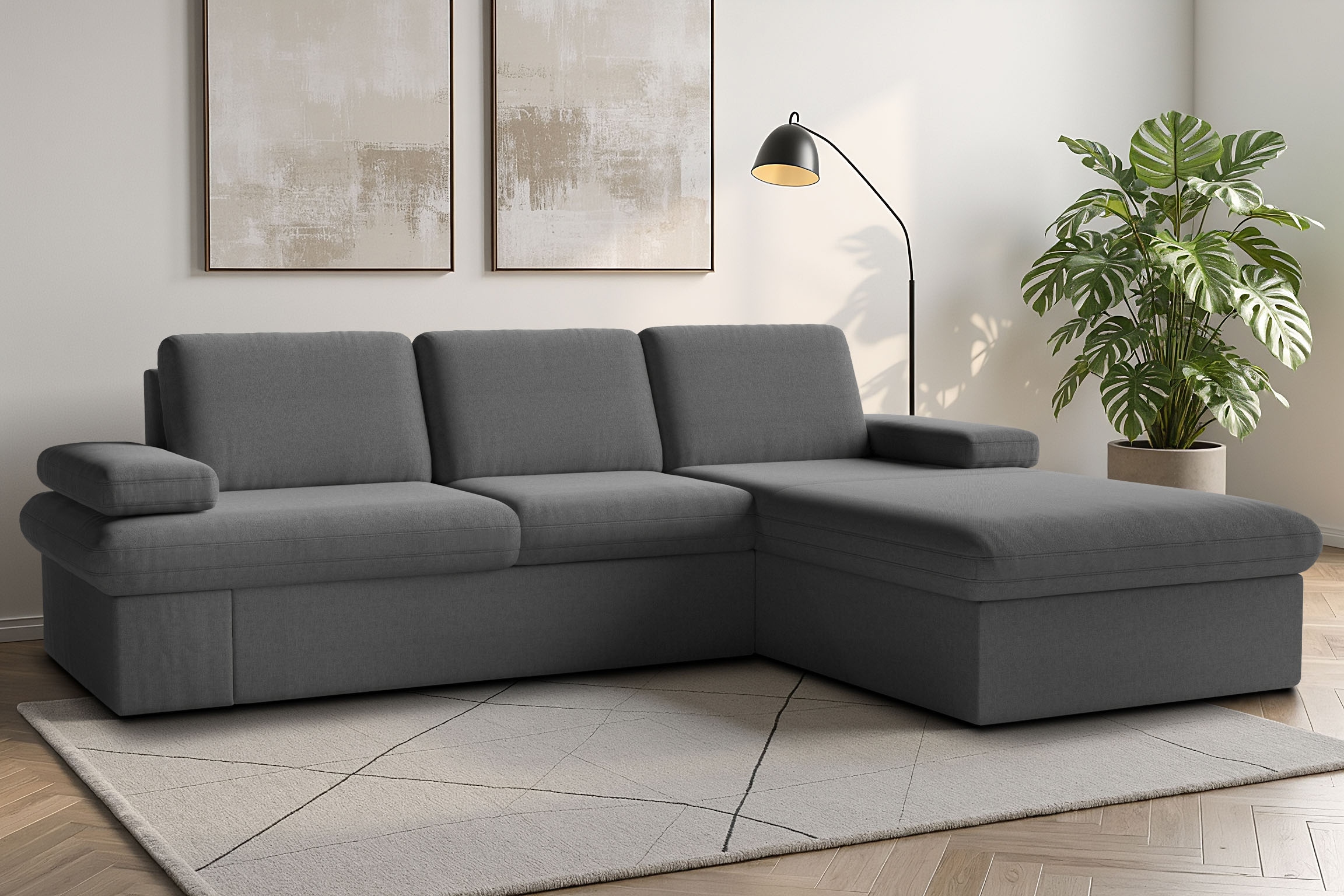 sit&more Ecksofa "Moreno L-Form, B: 247 cm" mit Armteilverstellung, optional Schlaffunktion