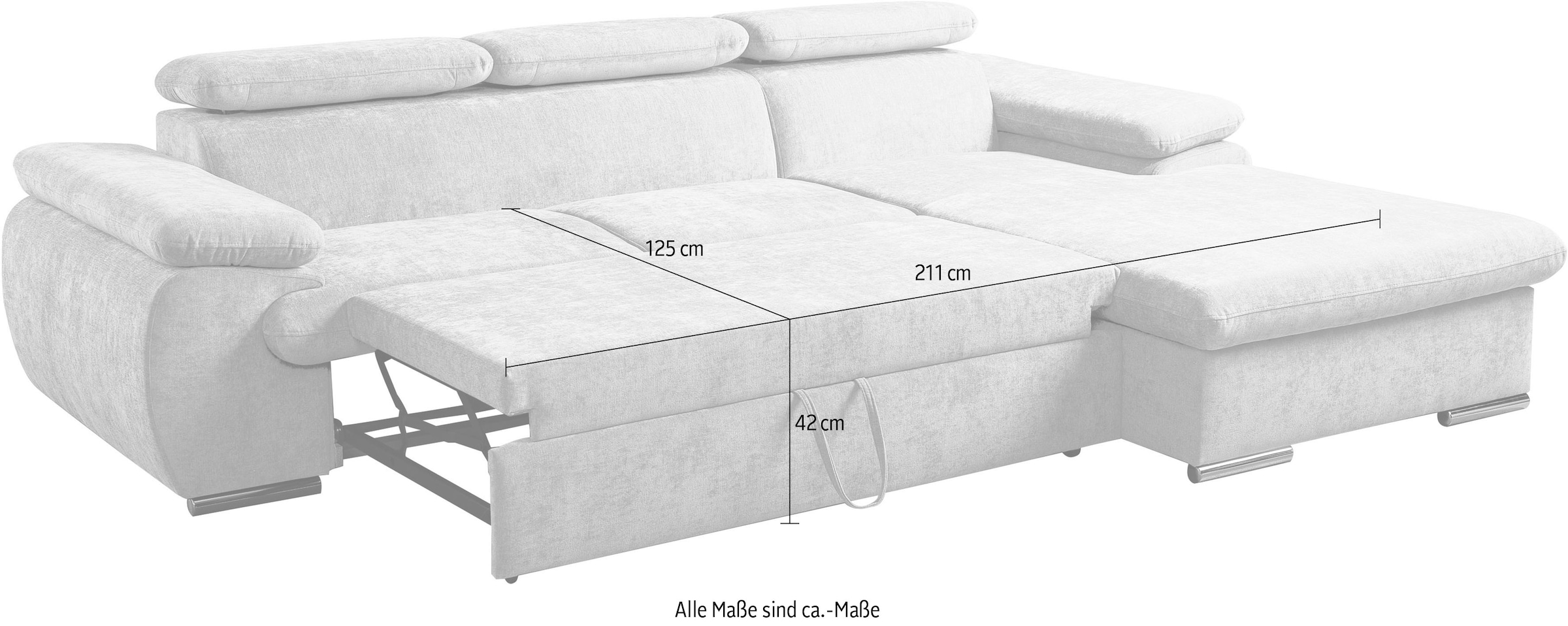 WERK2 Ecksofa »Cosmo modern und bequem, Breite 282cm, L-Form« Eckcouch mit Schlaffunktion, Bettkasten & verstellbaren Kopfteilen