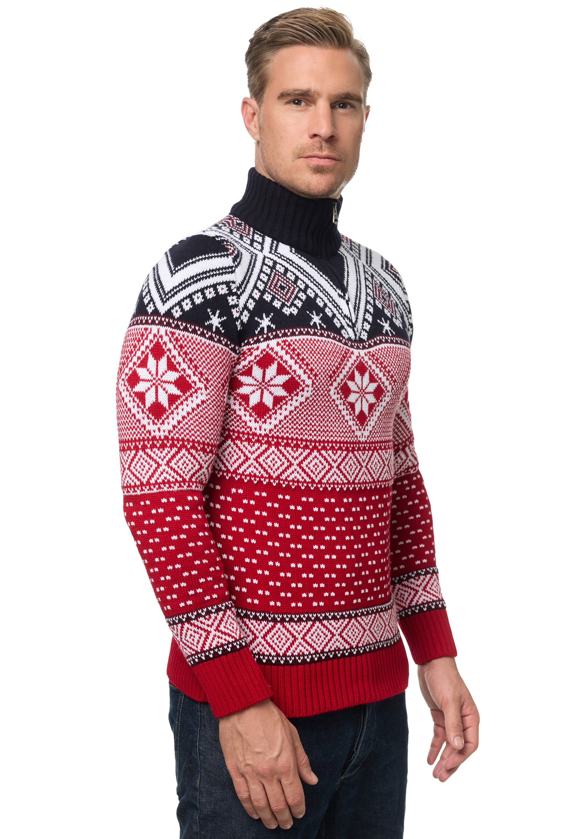 Rusty Neal Strickpullover, mit winterlichem Muster