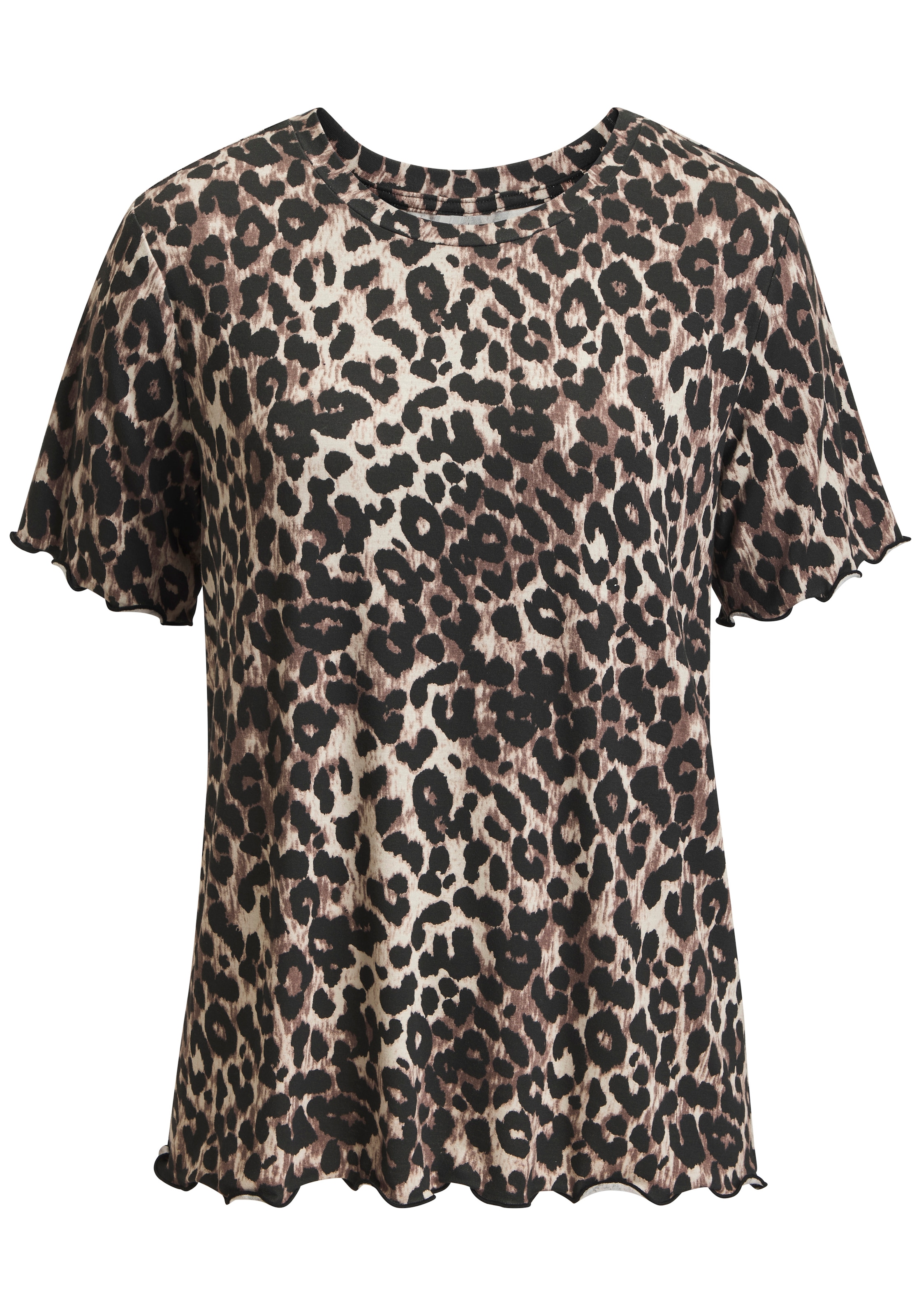 LASCANA Kurzarmshirt "mit Leo-Print" aus angenehm weicher Viskose-Qualität günstig online kaufen