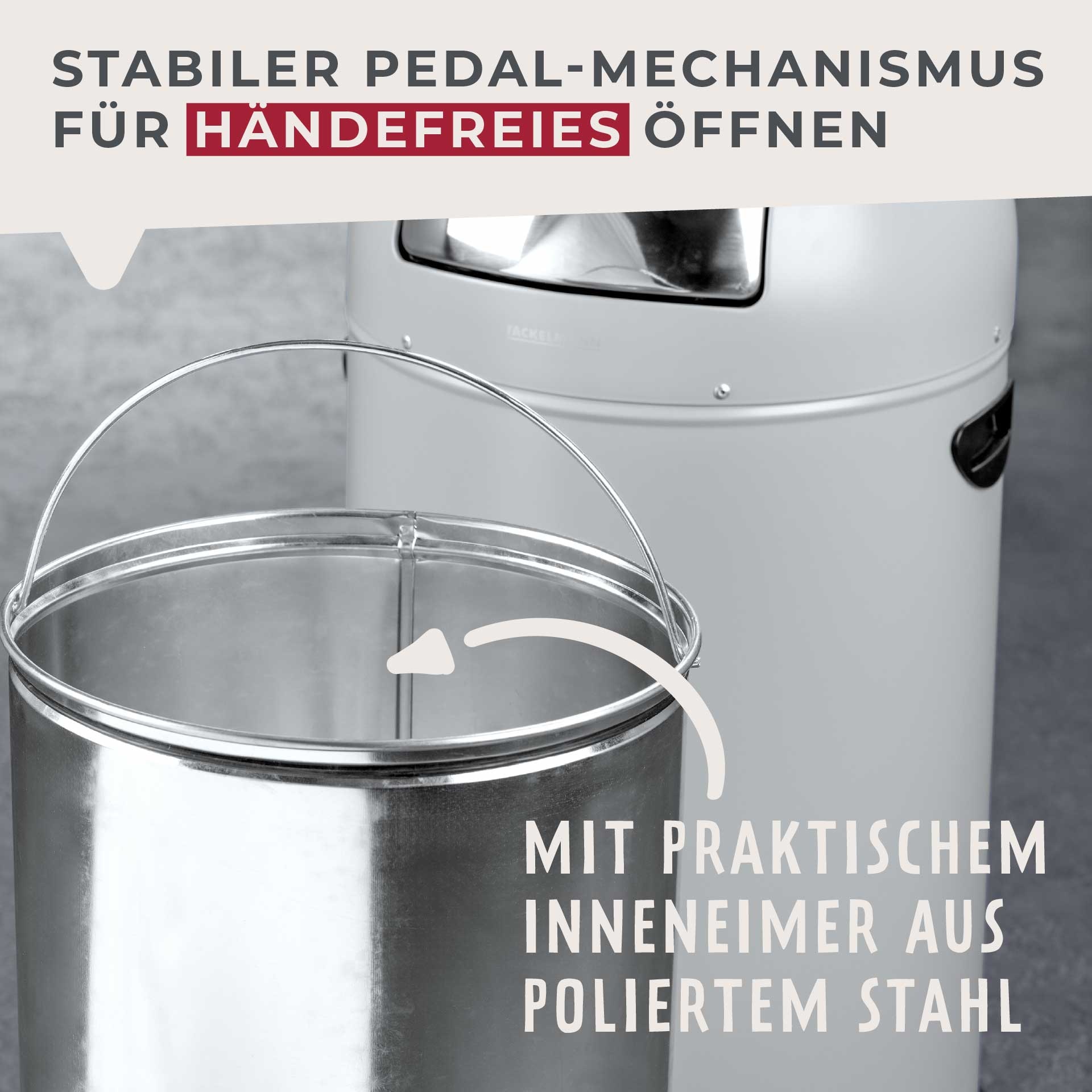 FACKELMANN Mülleimer »ROME, Pedal-Abfalleimer 33L« 1 Behälter Retro-Design, mit robustem Pedalmechanismus und Edelstahl-Inneneimer
