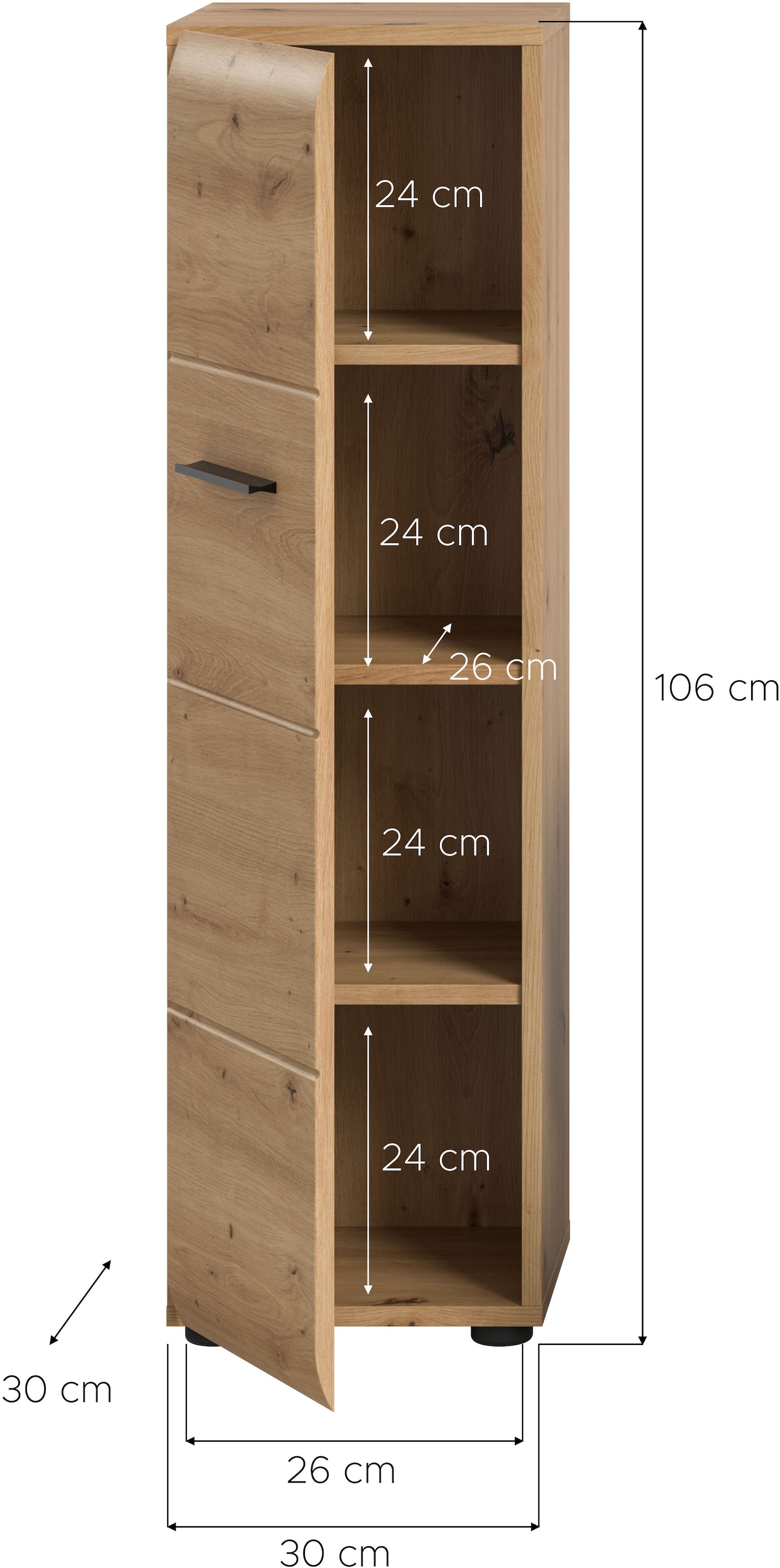 INOSIGN Stauraumschrank, (1 St.), Florenz, Badschrank Artisan Oak NB, Höhe 106 cm, Bad