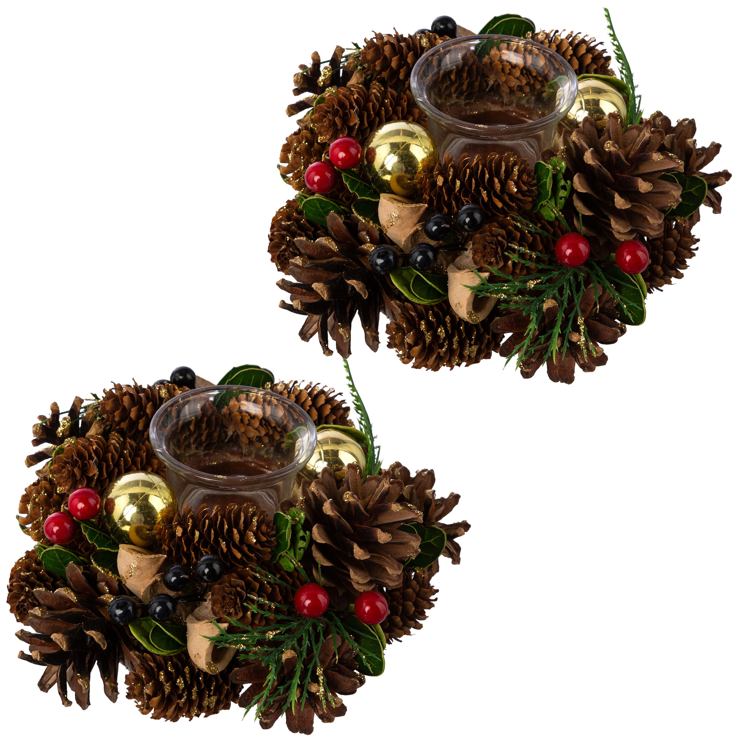 Creativ home "Adventsgesteck mit Teelichthalter" mit Glitzer