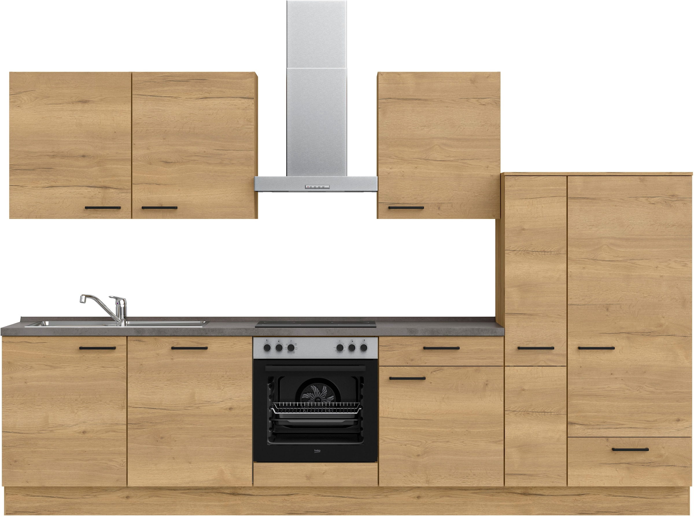 nobilia® Küchenzeile »"Structura basic"«, vormontiert, Ausrichtung wählbar, Breite 330 cm, mit E-Geräten