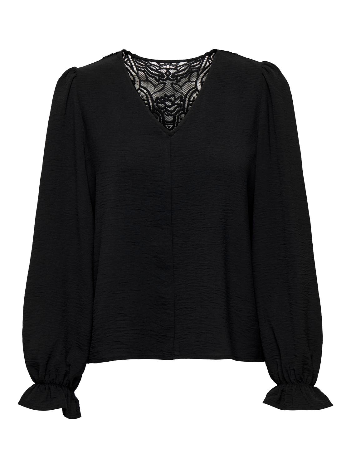 ONLY Spitzenbluse "ONLMETTE L/S LACE TOP WVN" Kunstfaser, regular fit günstig online kaufen