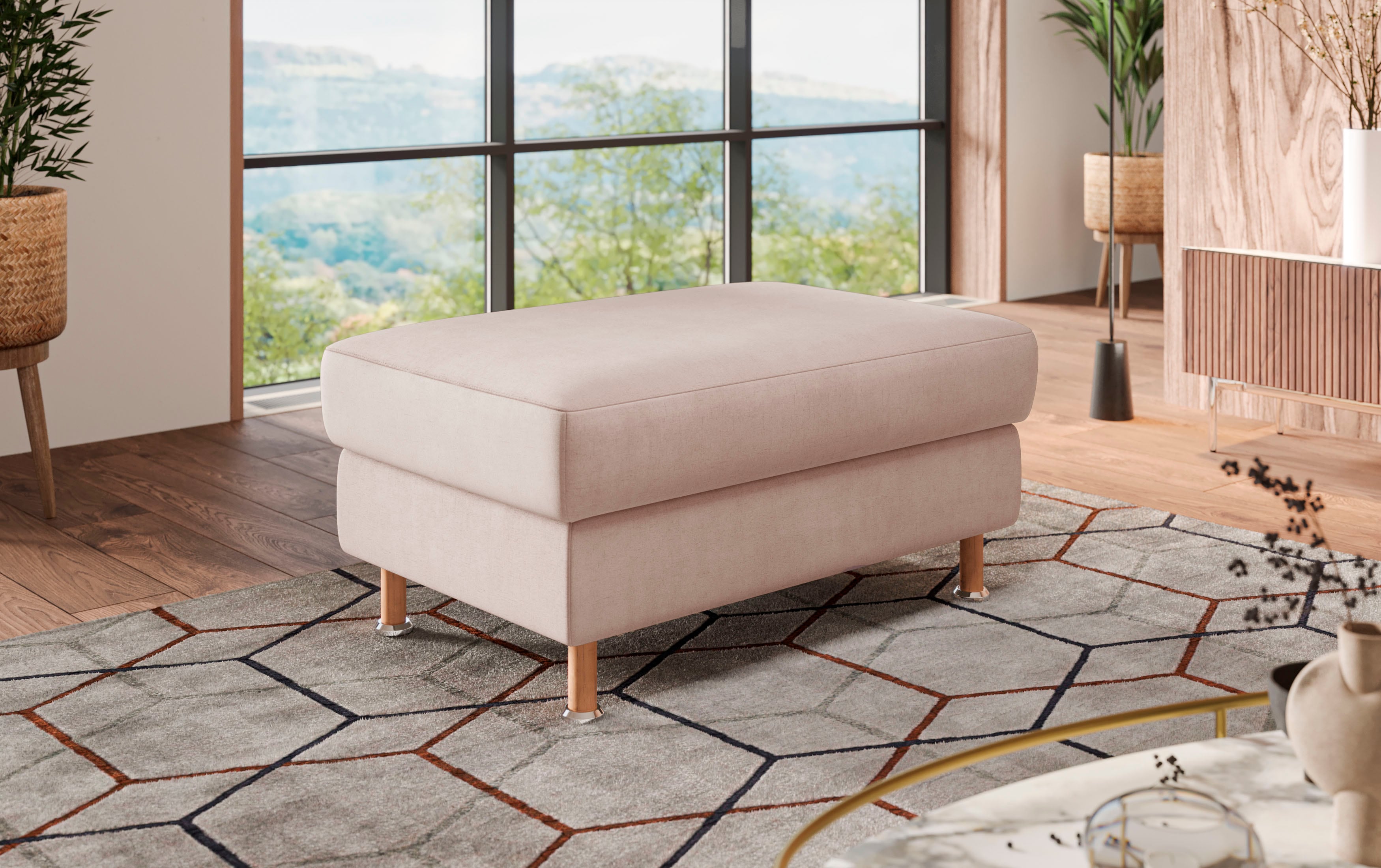 OTTO home Polsterhocker "Calypso" Holzfuesse mit Metallteller