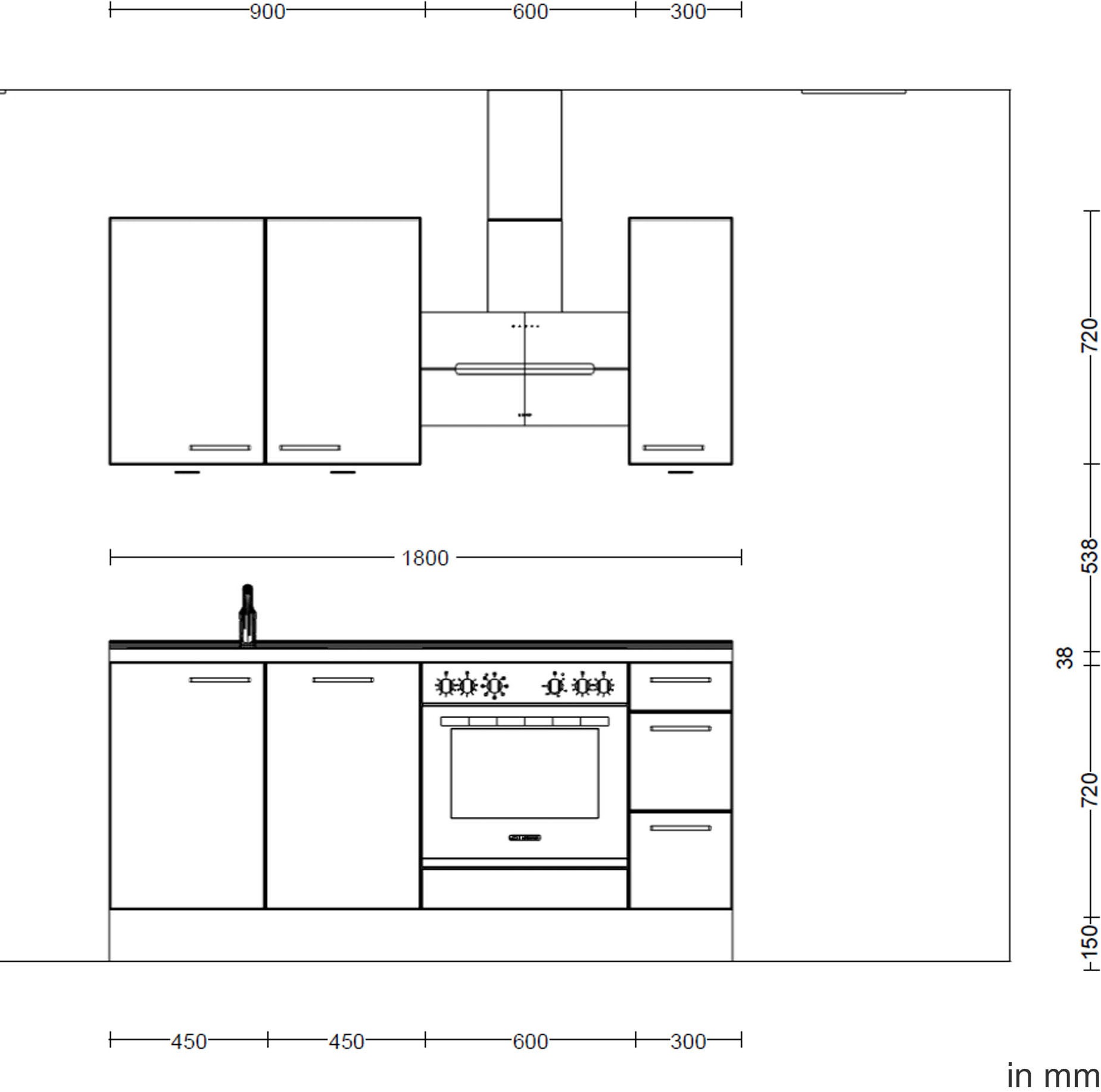 nobilia® Küchenzeile »"Riva II"«, vormontiert, Ausrichtung wählbar, Breite 180 cm, wahlw. mit E-Geräten