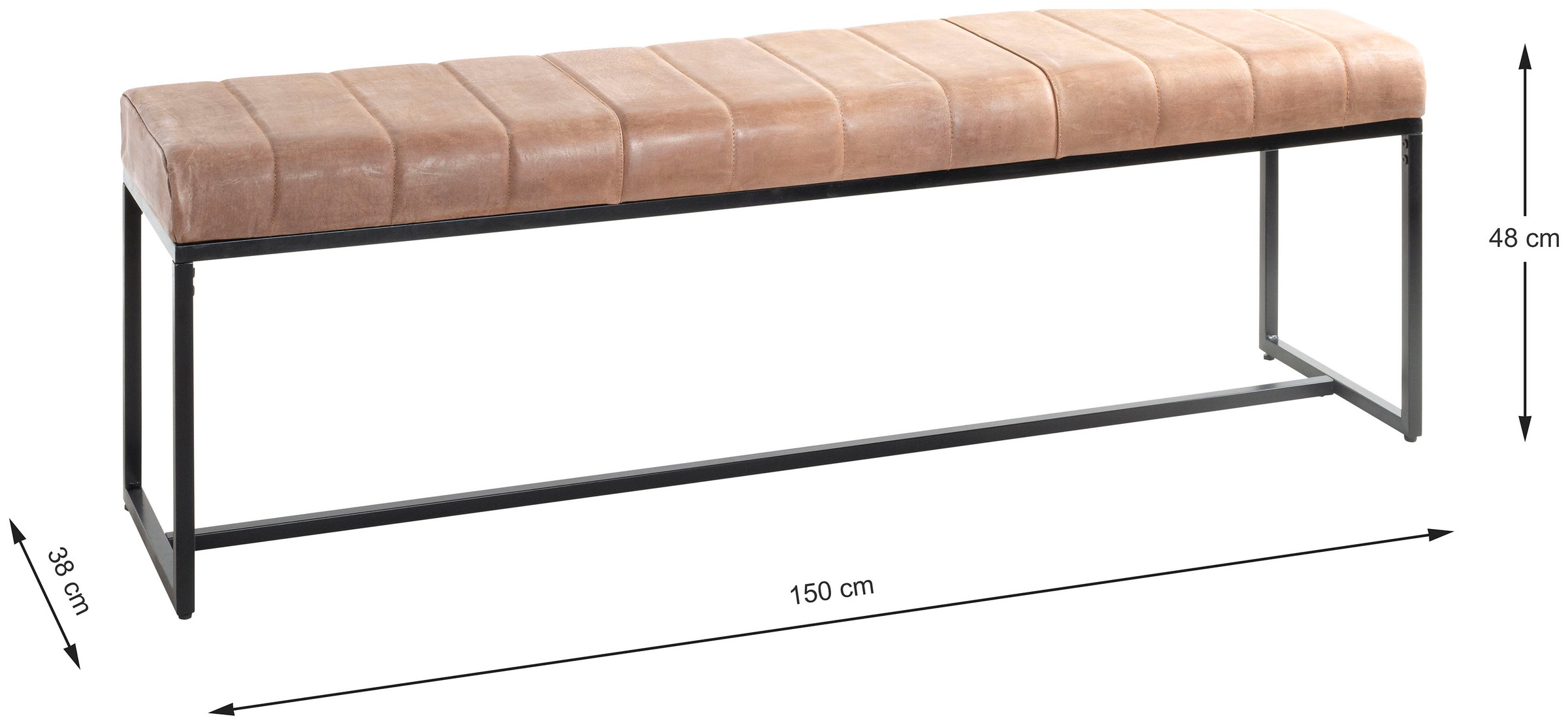 HAKU Polsterhocker »Flurbank, Garderobenbank, Sitzbank« rechteckig - aus Leder Braun - B/T/H 150/38/48 cm
