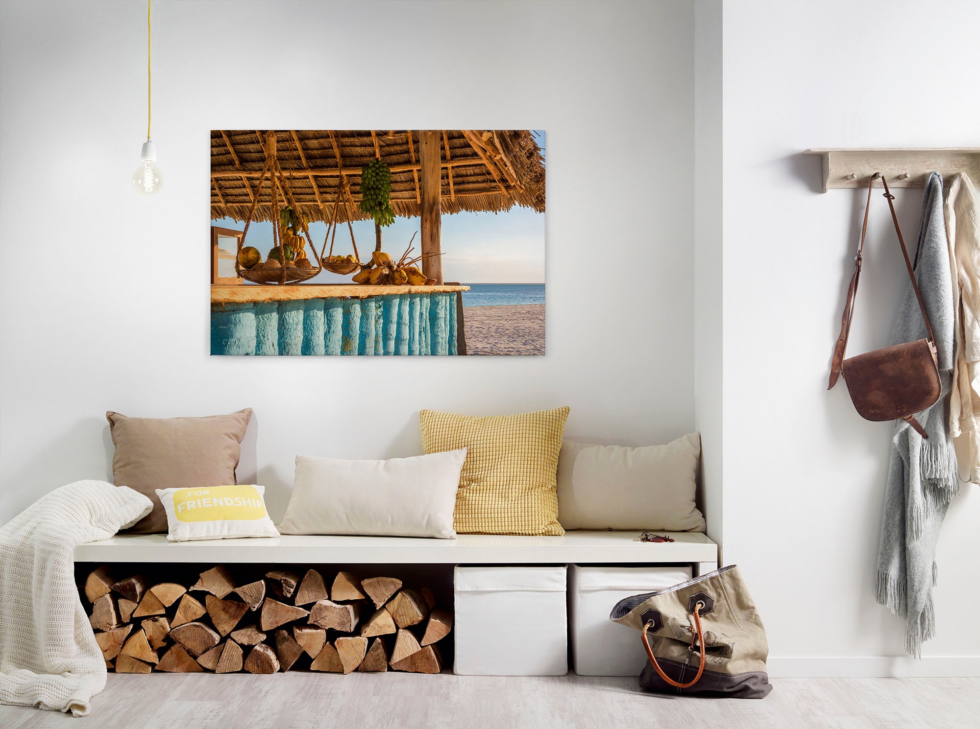 A.S. Création Leinwandbild "Beach Bar" Gemälde Kunst 1 Stk. tlg. Strandbar Meer Keilrahmen Sommer Leinwand-Bild Wohnzimmer modern Wand