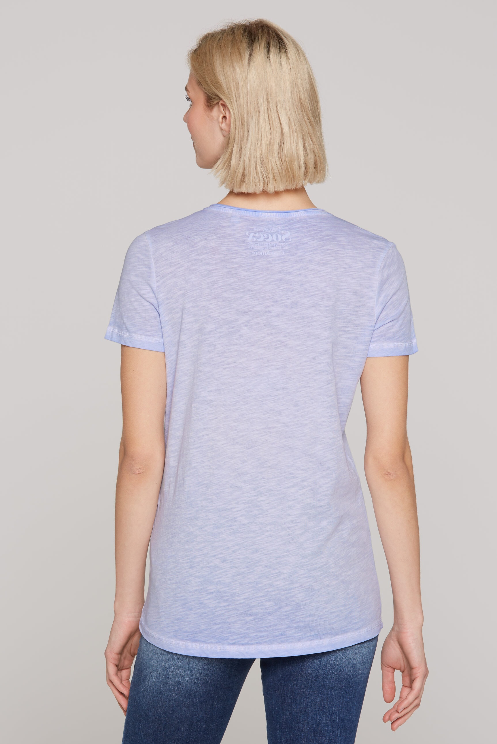 SOCCX Rundhalsshirt, mit offener Kante am Ausschnitt