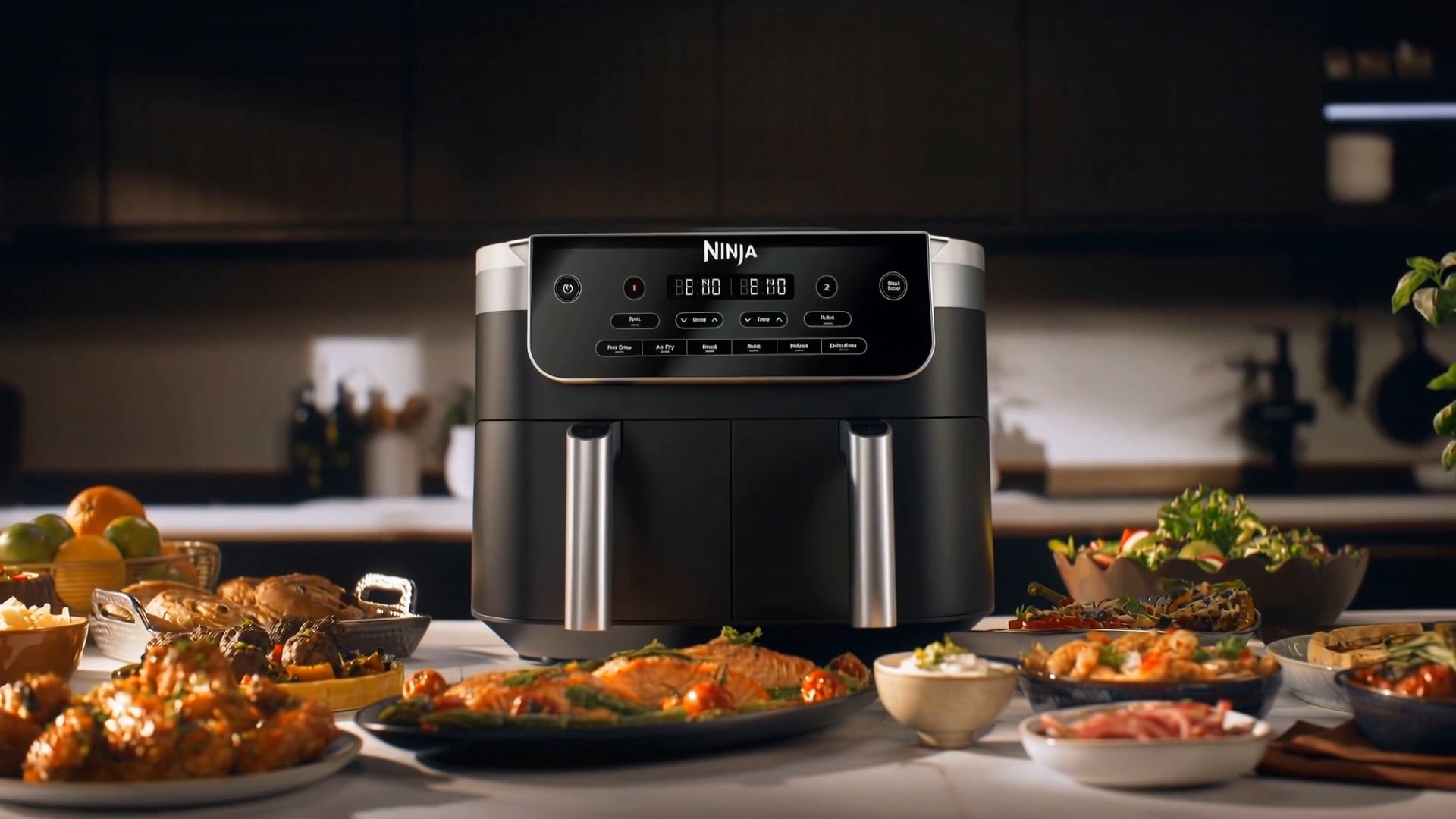 NINJA Heißluftfritteuse »DualZone 7,6-l-Heißluftfritteuse mit 2 Schubladen  DZ801EU« 2470 W Koche gleichzeitig ein Hauptgericht + Beilage für ein  Familienessen