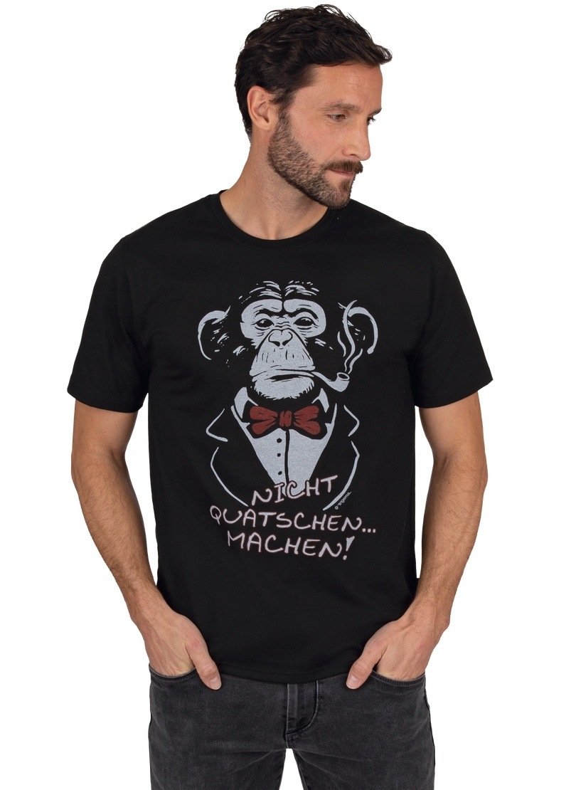 Trigema T-Shirt »TRIGEMA T-Shirt mit Affen-Druckmotiv und Spruch«, (1 tlg.)