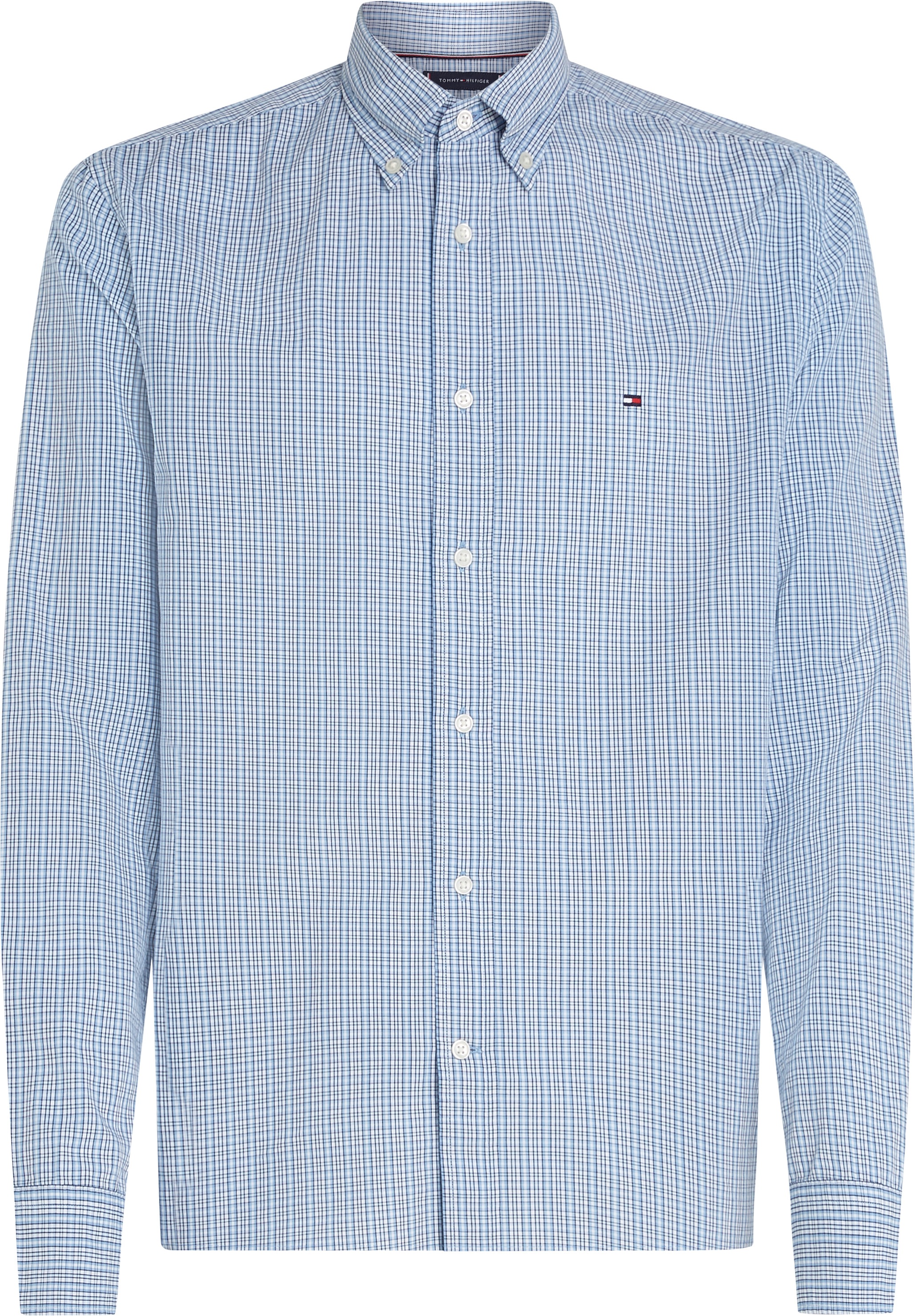 Tommy Hilfiger Langarmhemd »FLEX POPLIN SMALL TARTAN SHIRT«, regular fit, kleinkariert, Button-down-Kragen