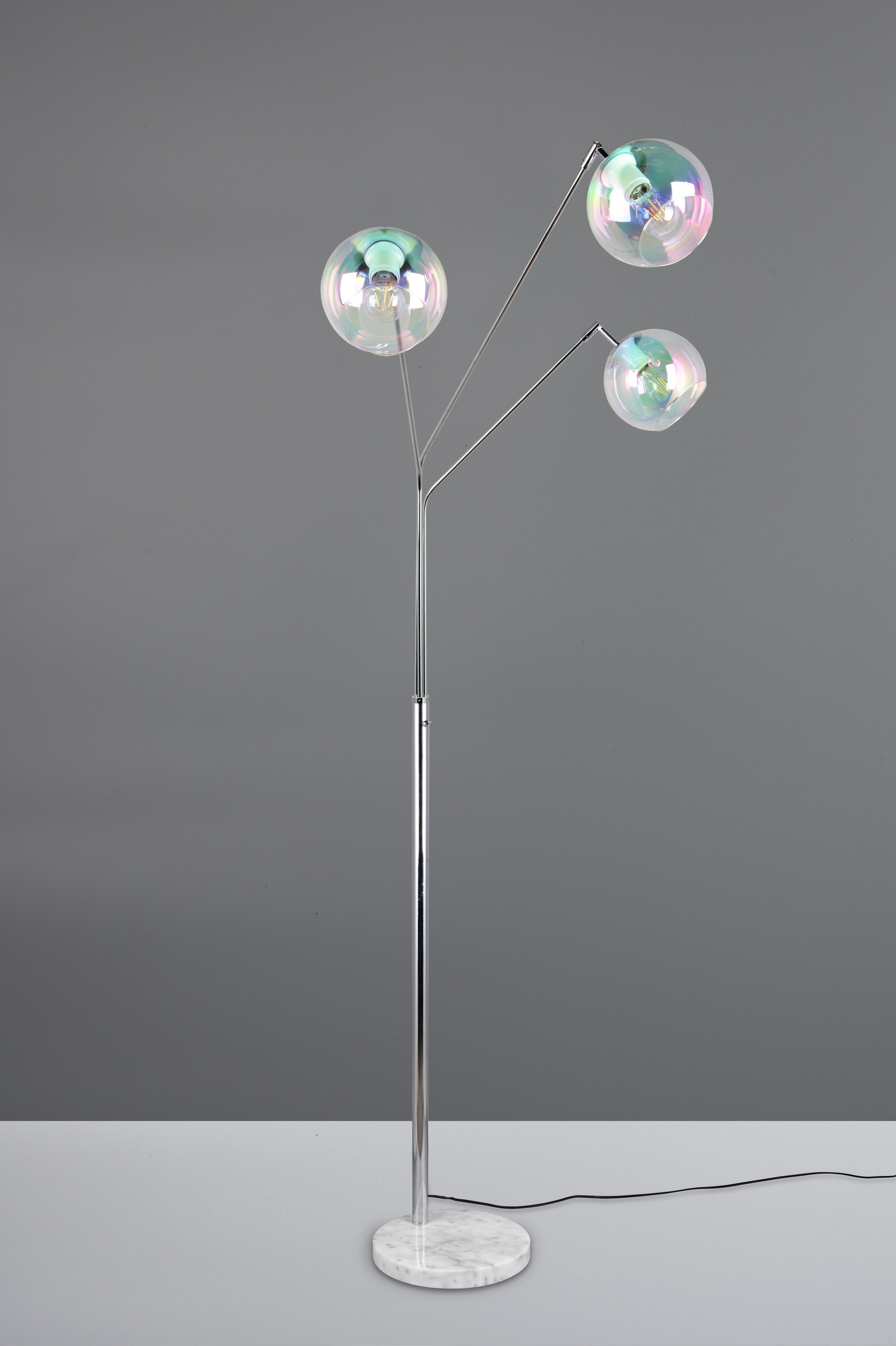 TRIO Leuchten Stehlampe »PAXTON, dreiflammige Stehleuchte, Glas Lampenschirme, Arme verstellbar«, 3 flammig, Leuchtmittel E27 | Leuchtmittel wechselbar, exkl. 3x E27 max 10W, Höhe 200cm Breite 67cm, Kippschalter, 2m Kabel