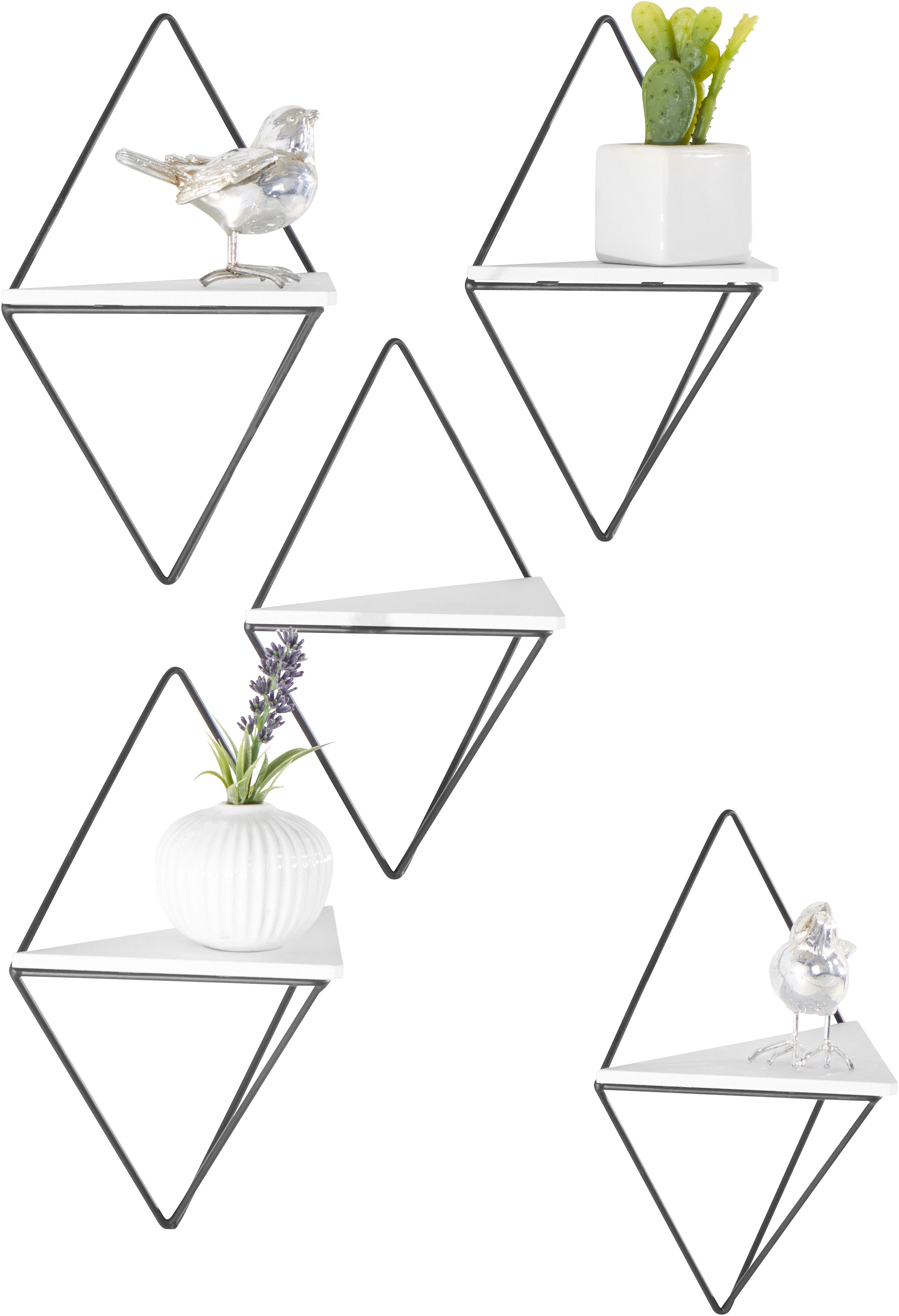andas Deko-Wandregal "Rauten Rudel" Set, 5 Stk. tlg. Dekoregal, Wanddeko, a günstig online kaufen