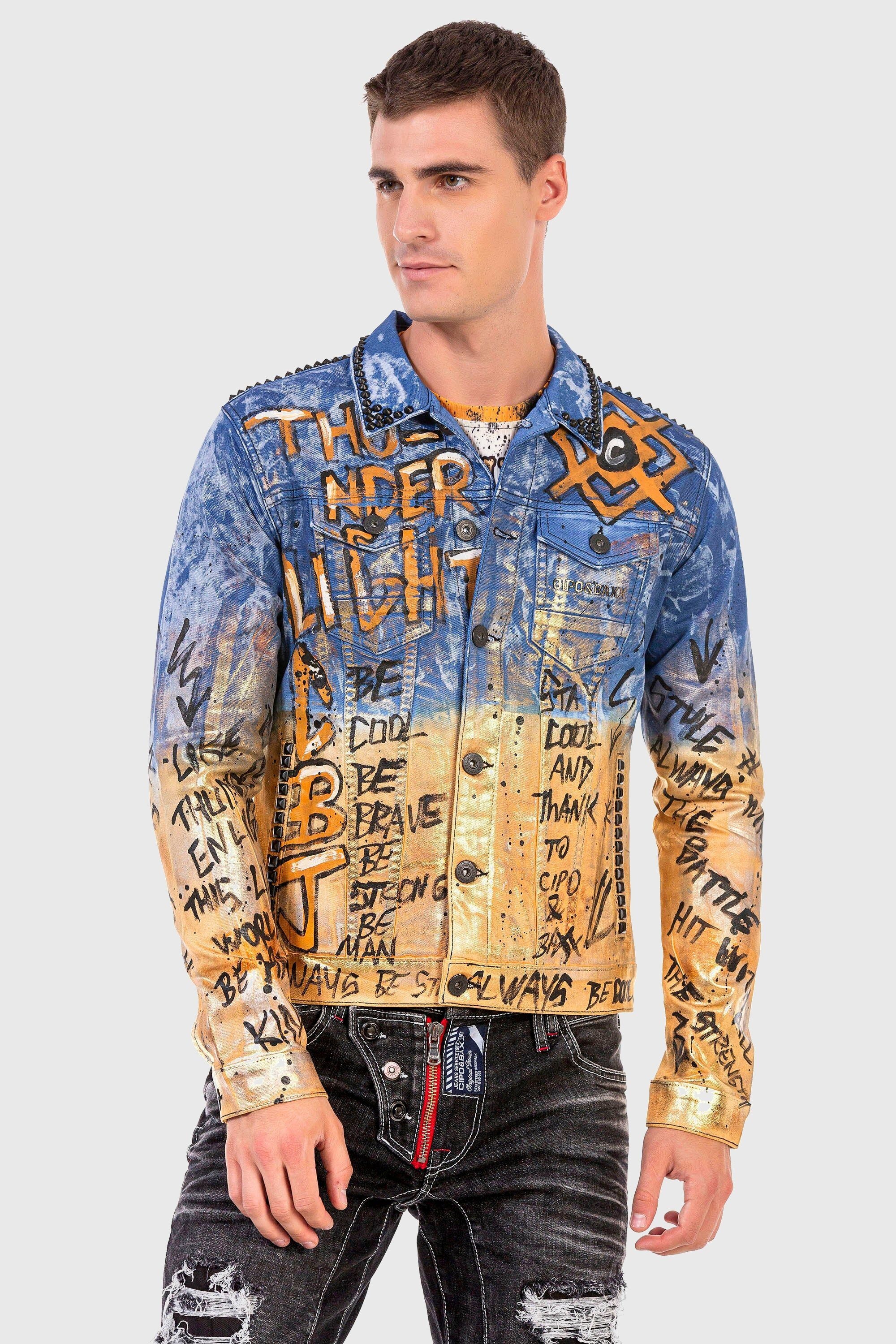 Cipo & Baxx Jeansjacke »Jacke«, ohne Kapuze, mit coolem Allover-Motiv