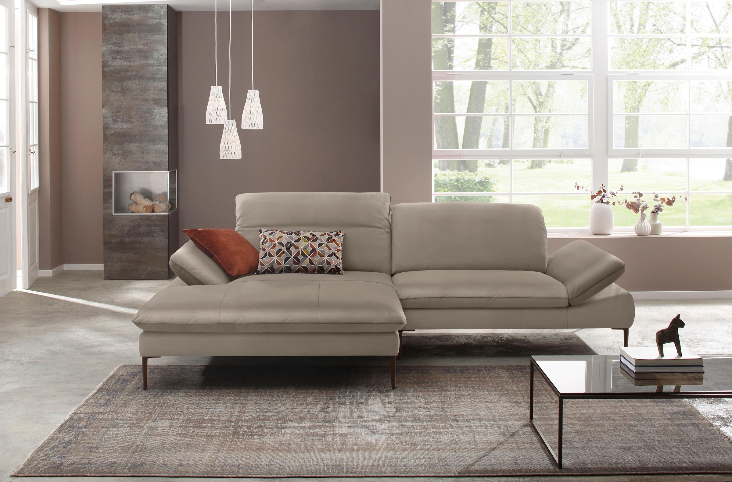 W.SCHILLIG Ecksofa »enjoy&MORE, Designsofa, elegant und bequem, L-Form«, Sitztiefenverstellung, Füße bronze pulverbeschichtet, Breite 294 cm