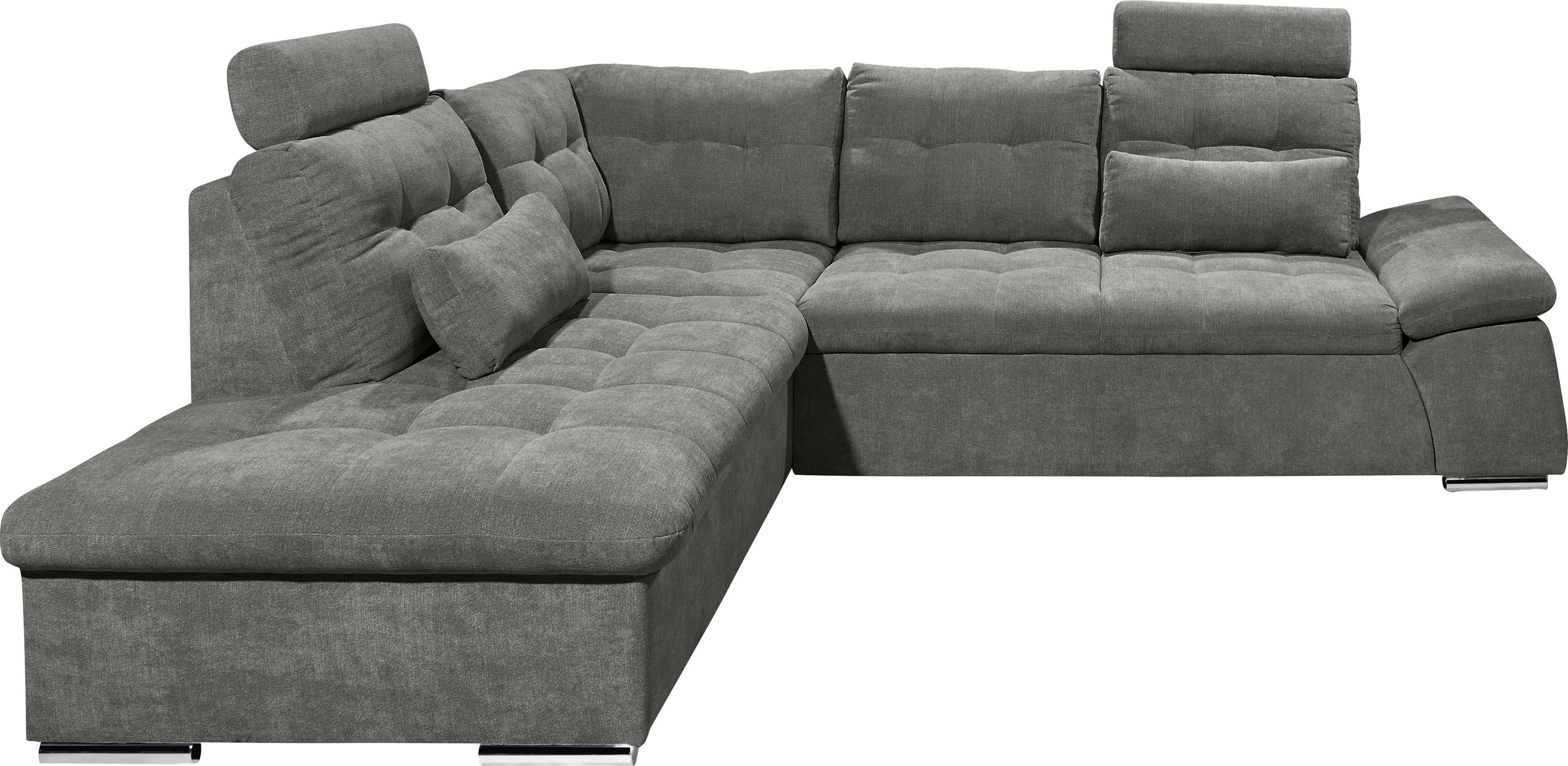 ED EXCITING DESIGN Ecksofa »Nalo L-Form«, mit Bettfunktion, Bettkasten, Kopfstützen, Nierenkissen etc.