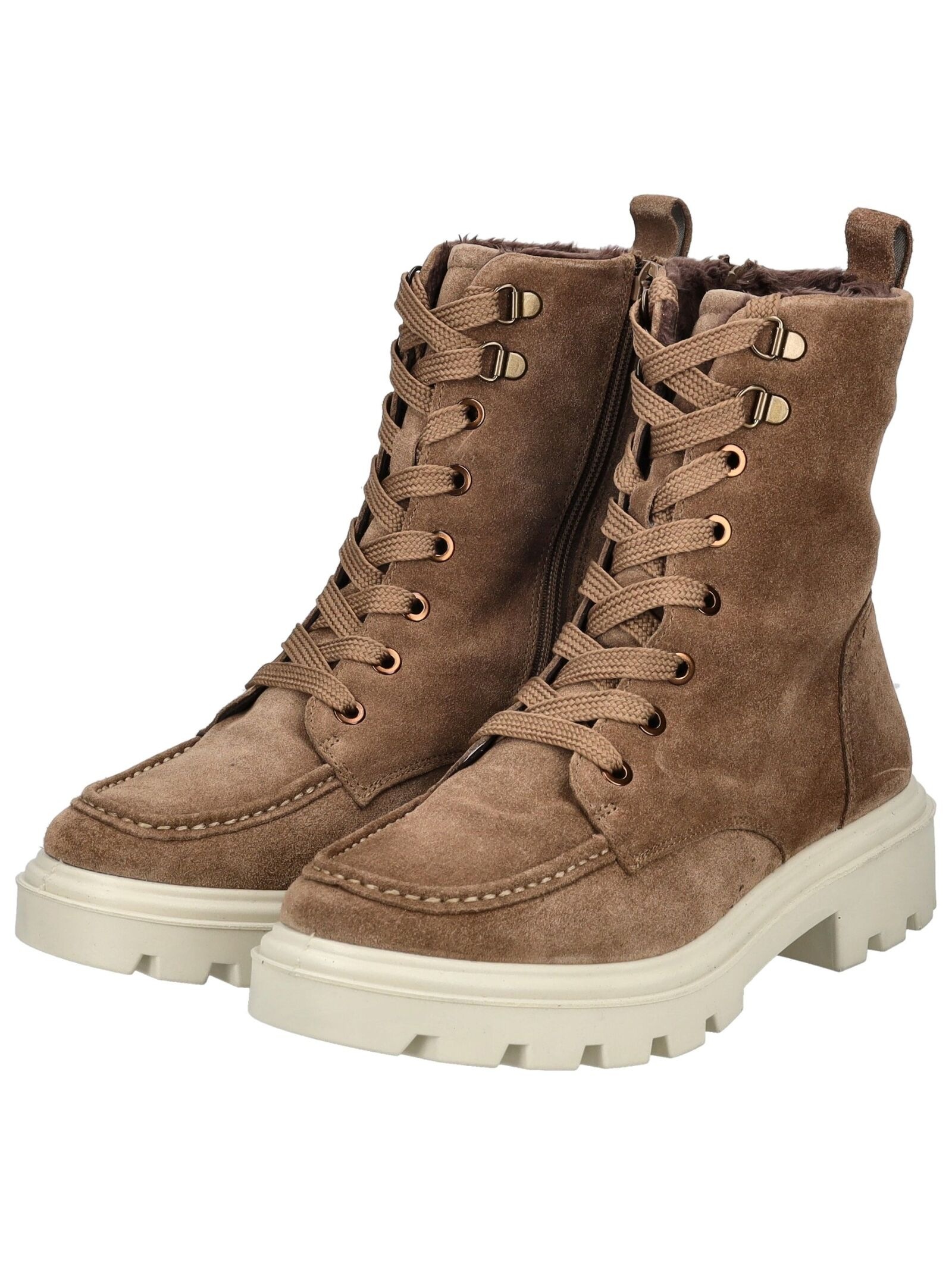 Schnürstiefelette ARA "Ara Stiefelette Veloursleder", Damen, Gr. 41, braun (braun, beige), Veloursleder, Schuhe Schnürstiefelette 3