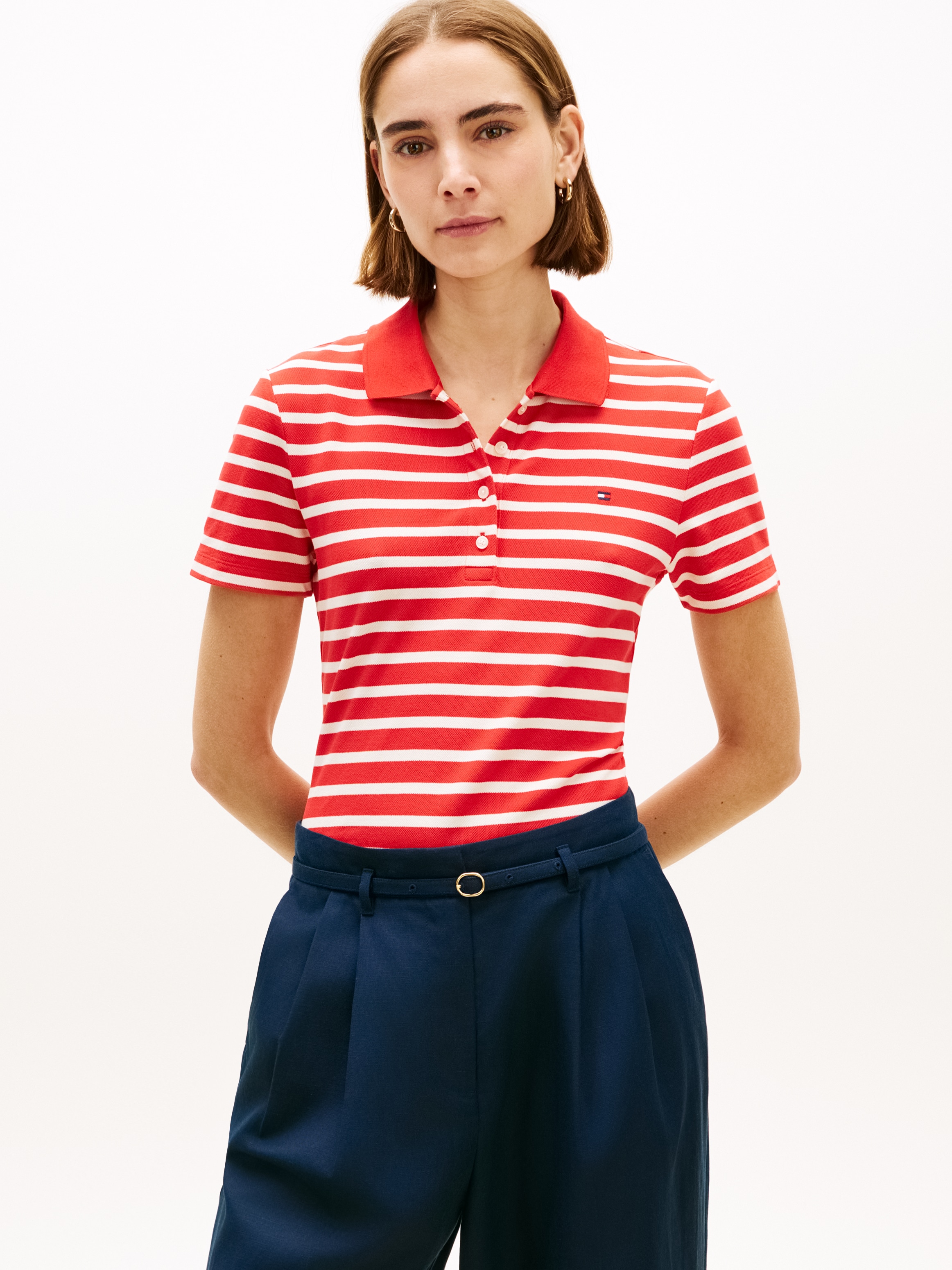 Tommy Hilfiger "1985 Slim Fit Pique Premium" mit Logostickerei, Seitenschlitze