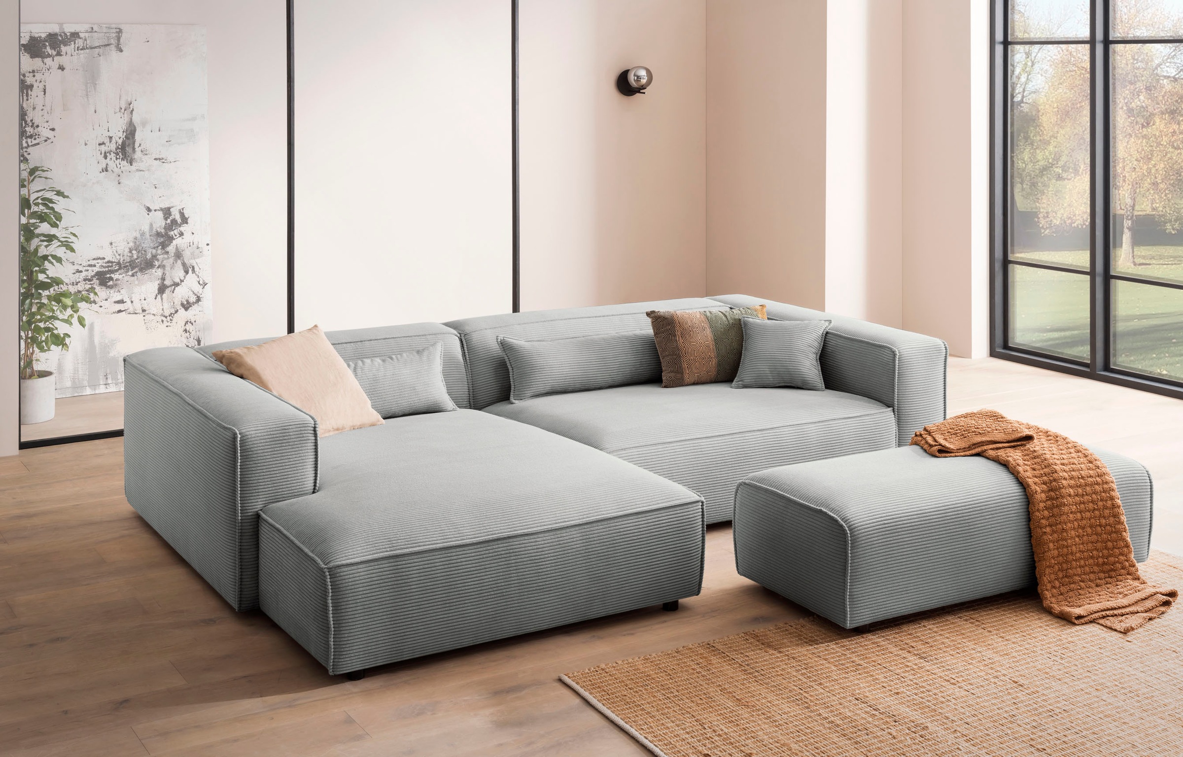 LeGer Home by Lena Gercke Ecksofa "PIARA XXL, L-Form, Schlaffunktion, Cord, günstig online kaufen