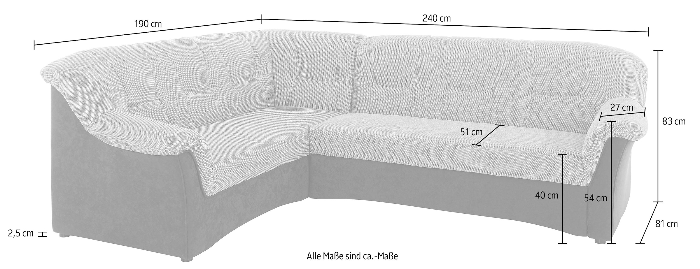 DOMO collection Ecksofa »Sarafina L-Form«, wahlweise mit Bettfunktion, optional mit Federkern