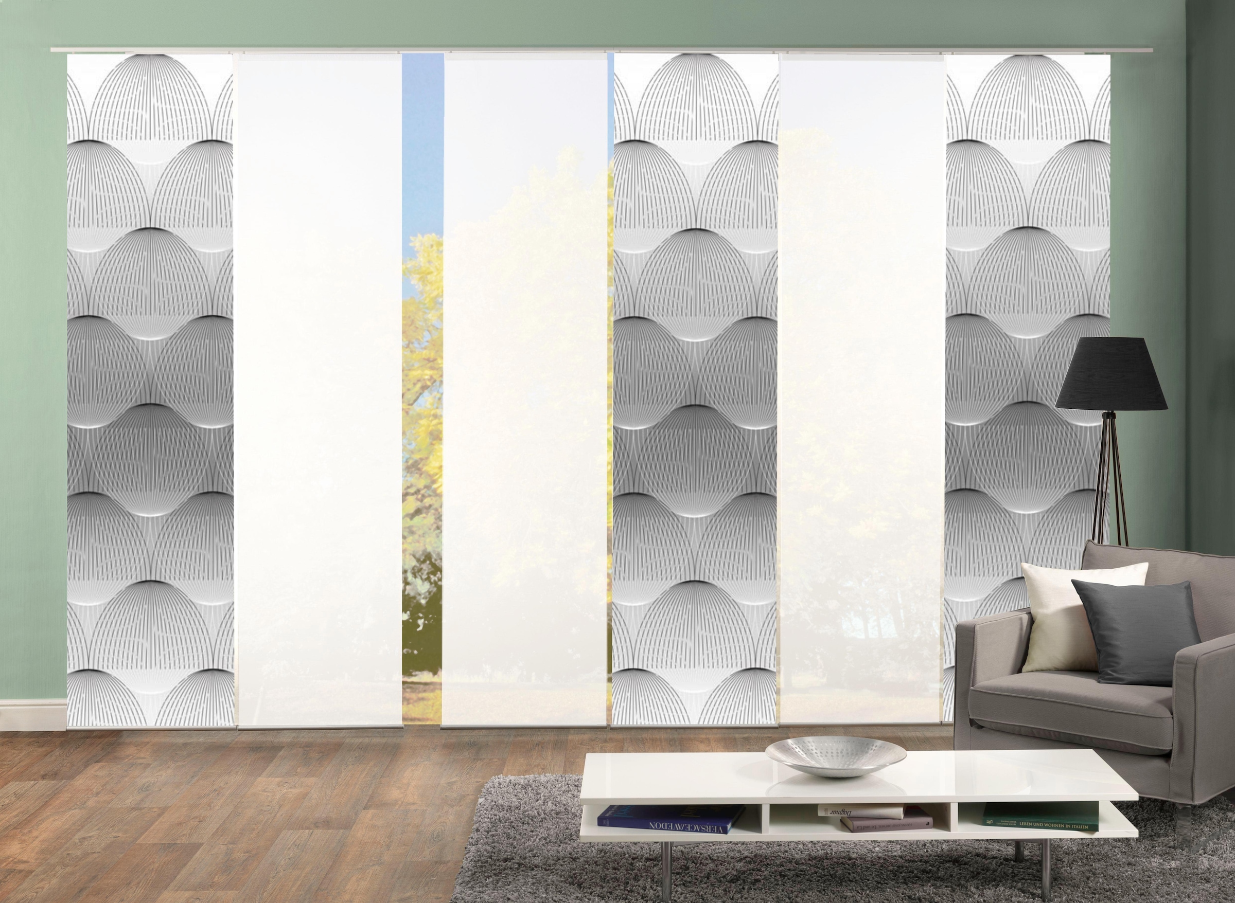 HOME WOHNIDEEN Schiebegardine "BENARIS" Klettband 6 Stk. tlg. HxB: 245x60, günstig online kaufen