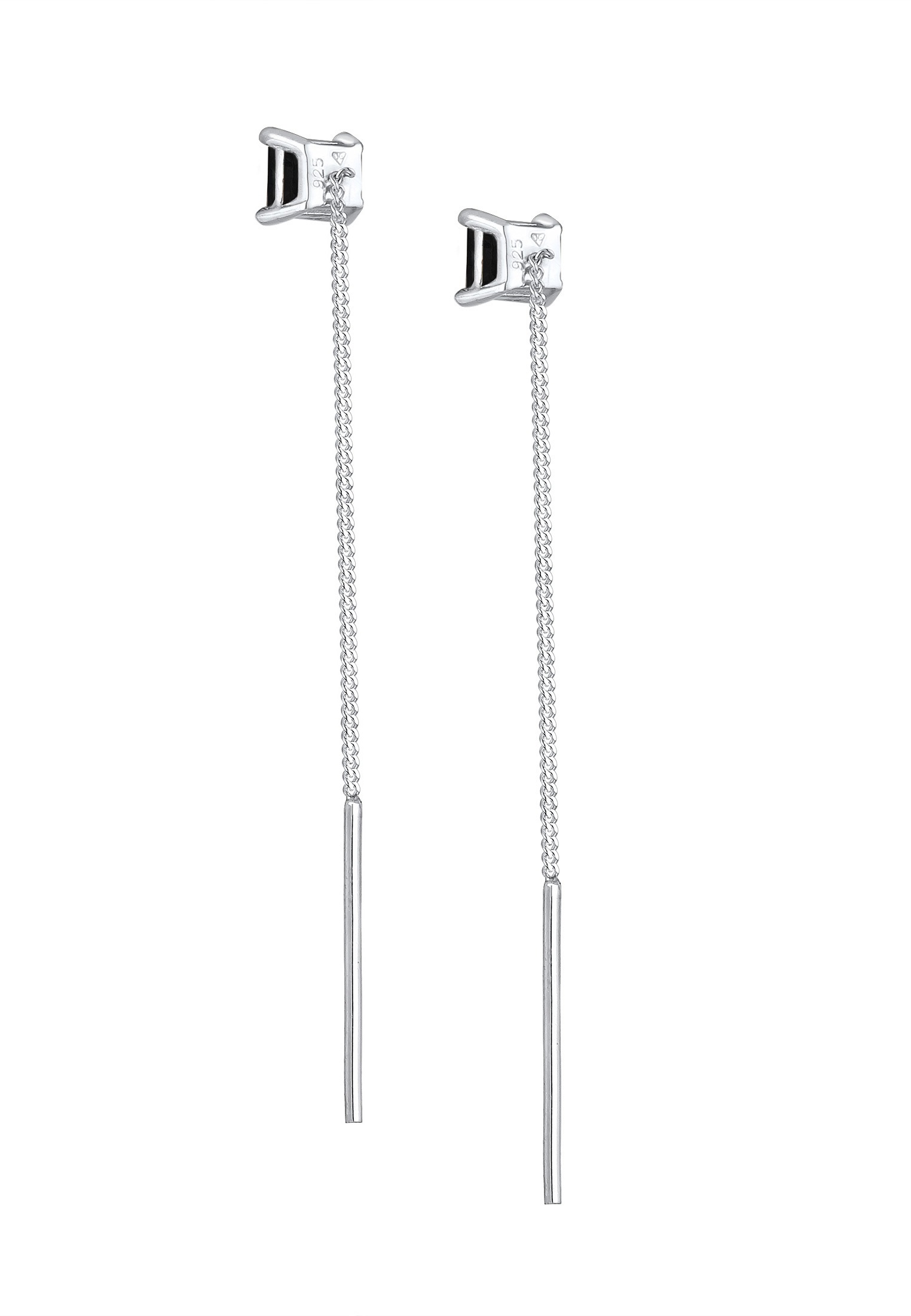 Paar Ohrhänger ELLI "Durchziehen mit Zirkonia Quadrat 925 Silber", schwarz, Ohrringe, Damen, onesize,mit Steinen, Silber 925 (Sterlingsilber) 3