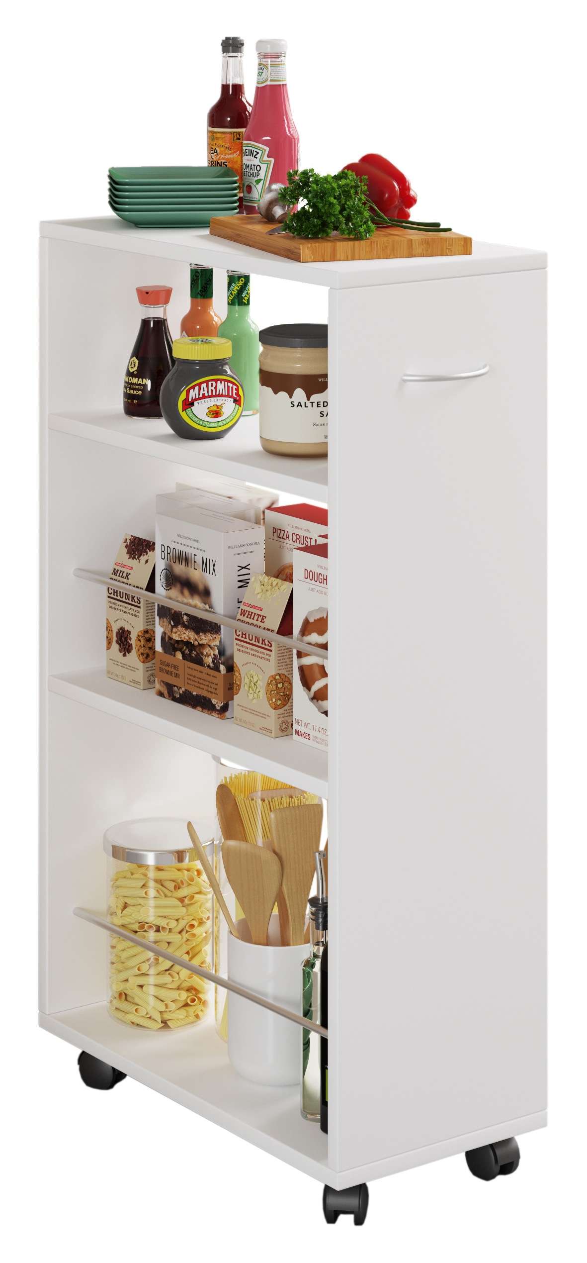 Küchenbuffet VCM, B:25cm T:50cmweiß, Obermaterial: 100% Holz Wood., Schränke, "Nische Küchenwagen Sevierwagen Küchenmöbel Tusal"