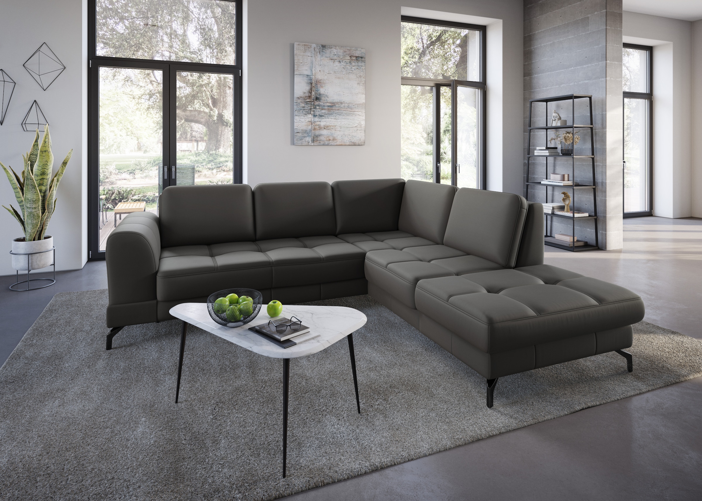 sit&more Ecksofa "Bendigo L-Form" inklusive Sitztiefenverstellung, Bodenfreiheit 12 cm, in 2 Fußfarben