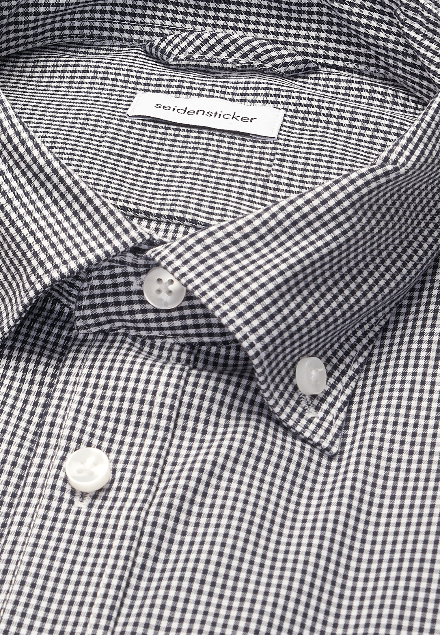 seidensticker Businesshemd »Shaped« Shaped 1/1 Button-Down-Kragen Karo