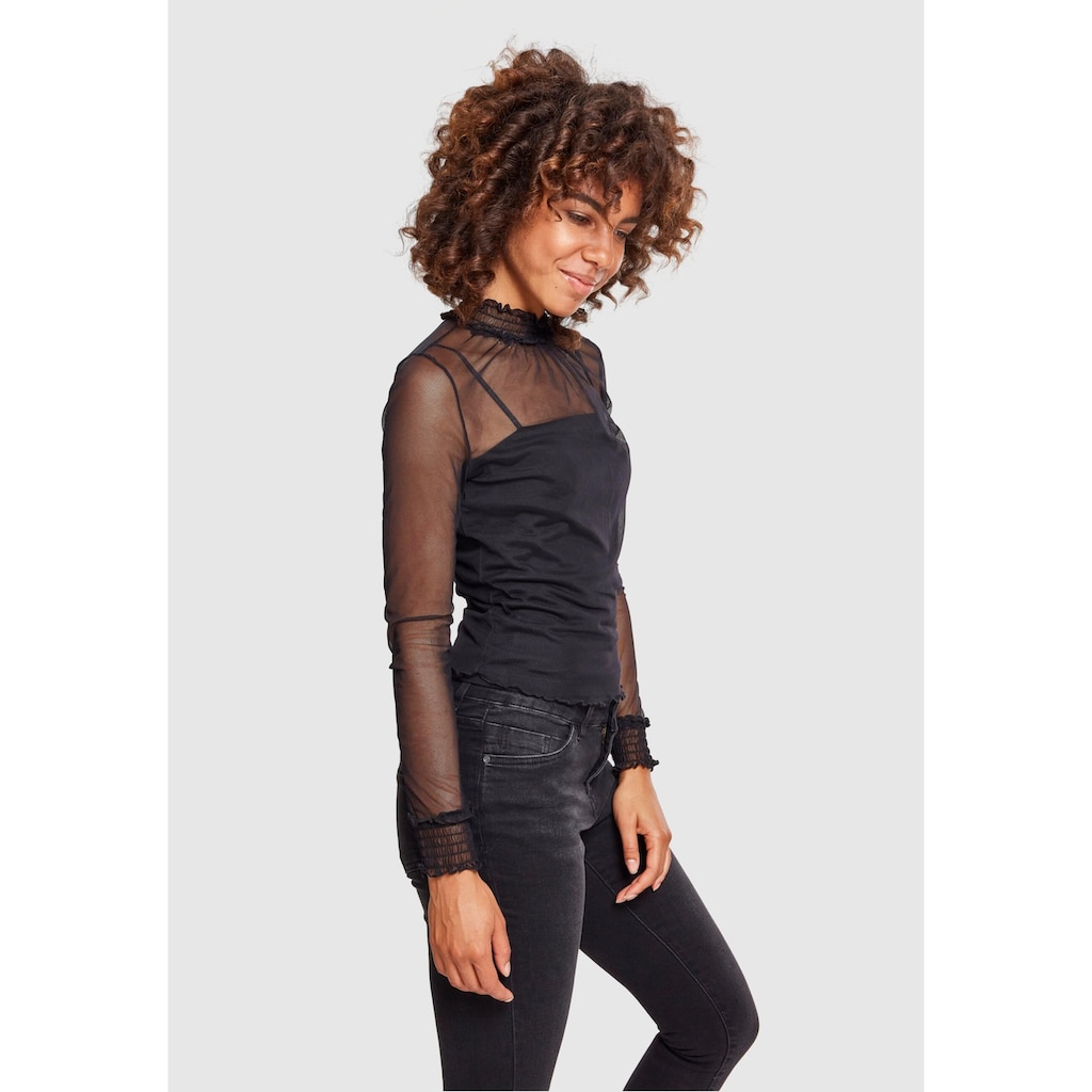 URBAN CLASSICS T-Shirt »Urban Classics Damen Ladies Double Layer Mesh L/S«, (1 tlg.)