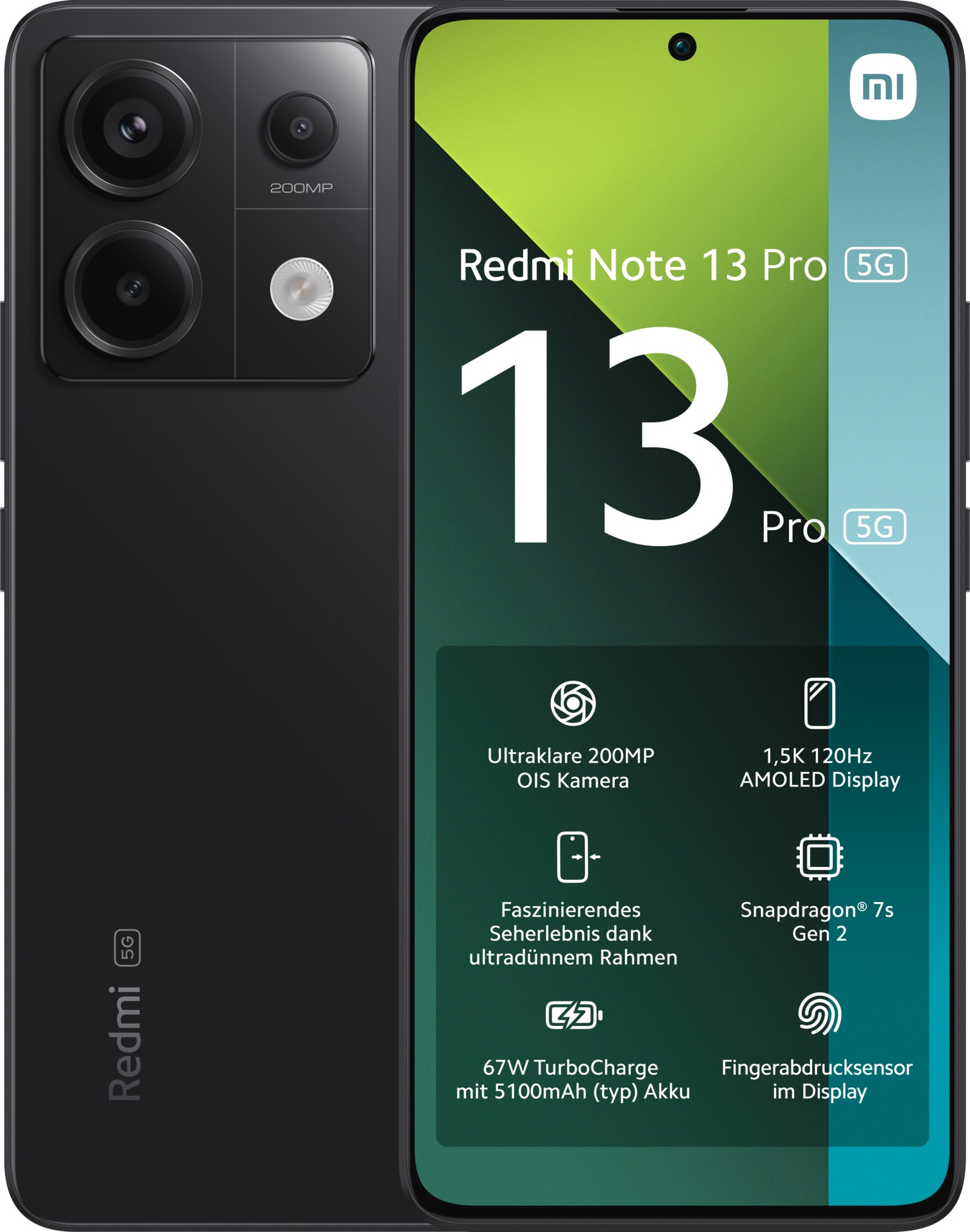 Smartphone »Redmi Note 13 Pro 5G 8GB+256GB«, Schwarz, 16,94 cm/6,67 Zoll, 256 GB...