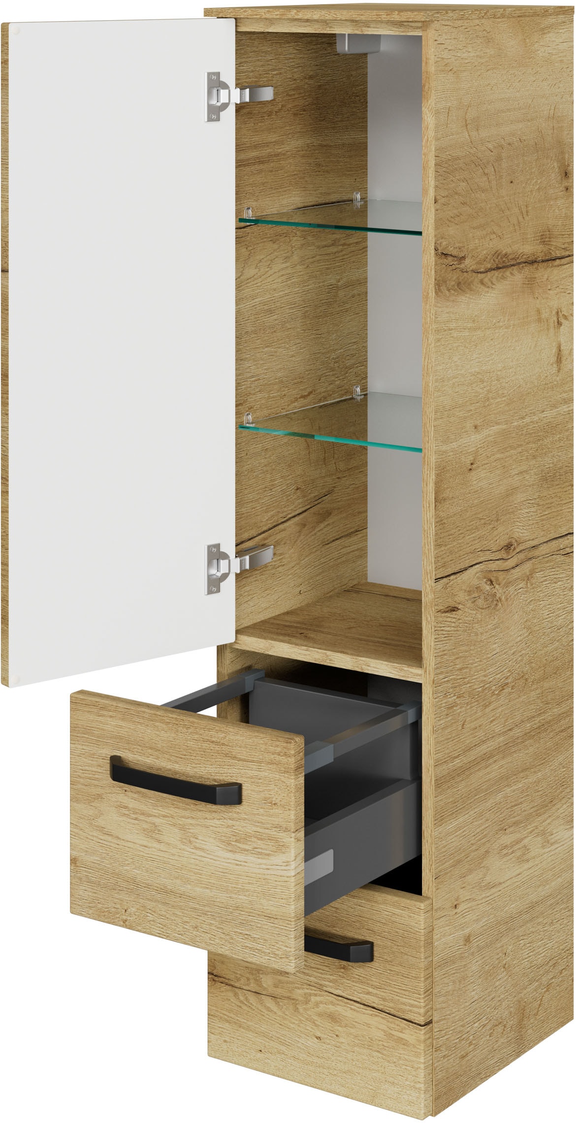 Saphir Badmöbel-Set »Serie 4010 4-teilig Keramik-Waschtisch mit LED-Spiegelschrank«, (Set), Badezimmer Set mit Unterschrank, Midischrank, inkl. Türdämpfer