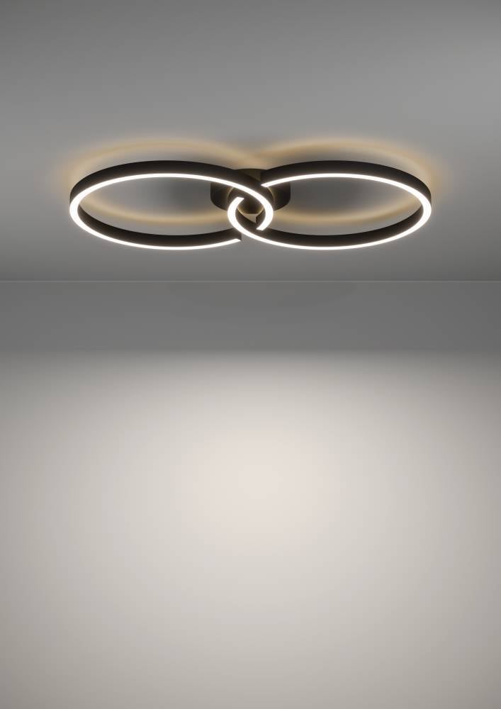 EGLO Deckenleuchte »AMANDOLO«, 1 flammig, Leuchtmittel LED-Modul | LED fest integriert, dimmbare Deckenlampe, Fernbedienung, Metall in Schwarz, RGB Backlight