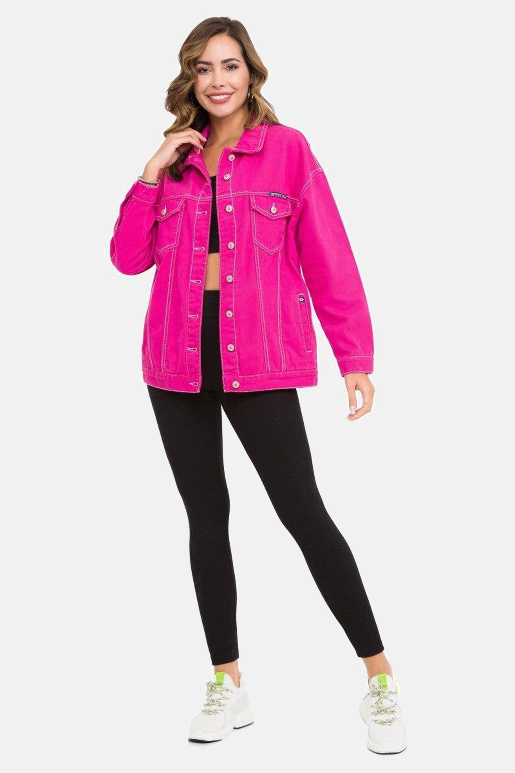 Cipo & Baxx Jeansjacke »Jeansjacke«, ohne Kapuze, mit stylischen auffälligen Elementen, WJ211