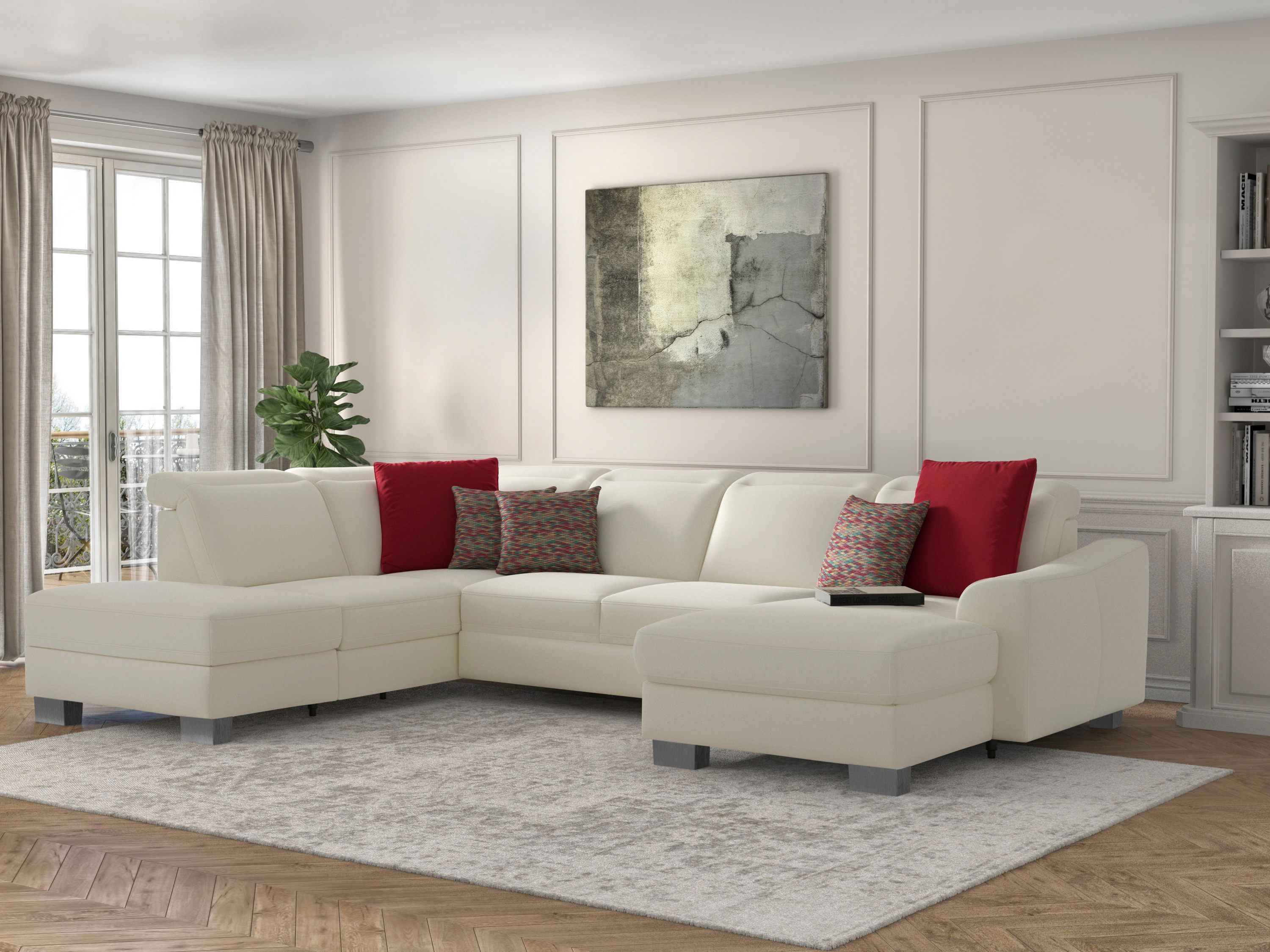 Thumbnail - sit&more Wohnlandschaft "Dundee U-Form" mit Federkern und Edelstahlfüßen, wahlweise mit Kopfteilverstellung