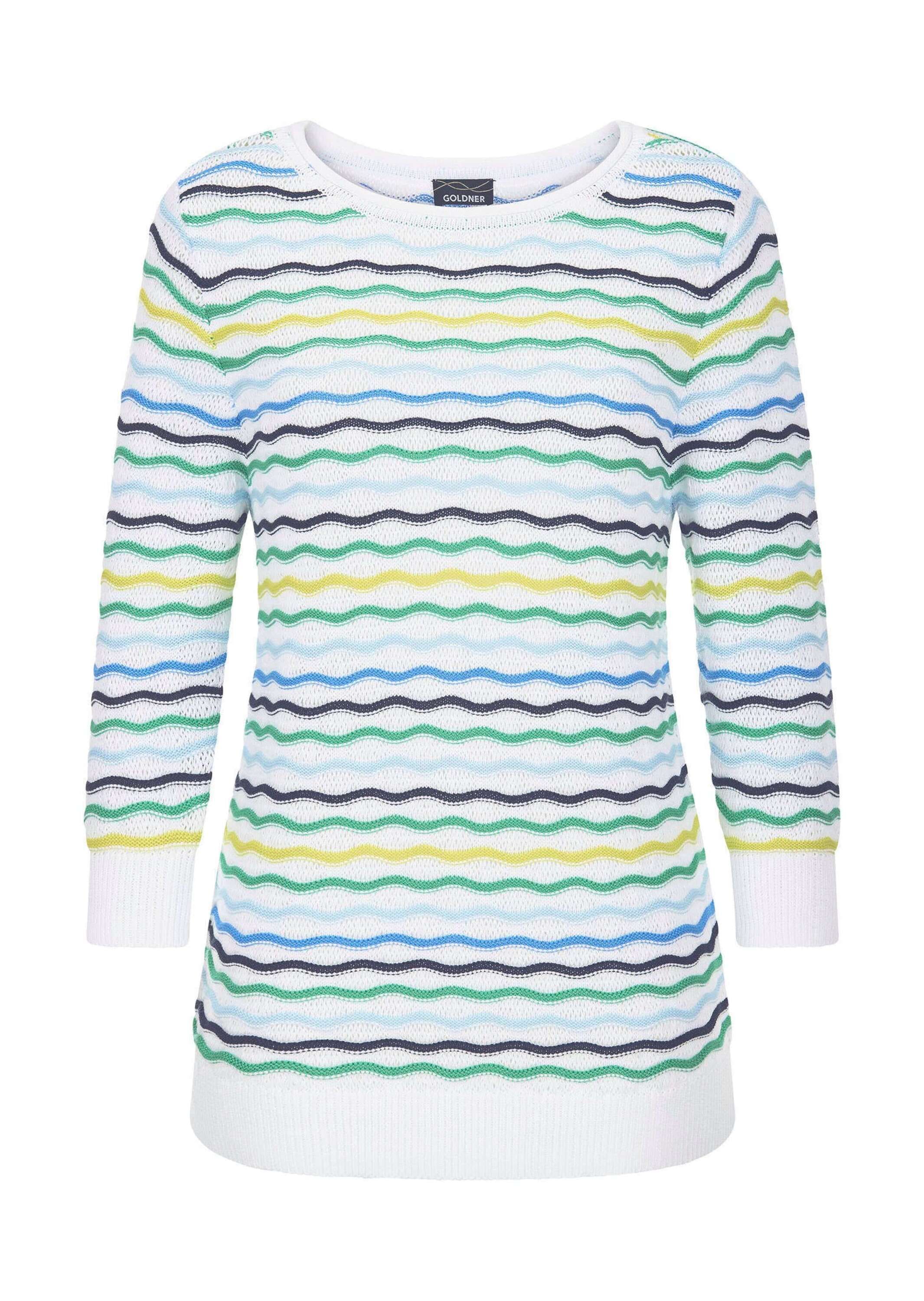 GOLDNER Rundhalspullover "Baumwollpullover mit Wellenmuster" modische Welle günstig online kaufen
