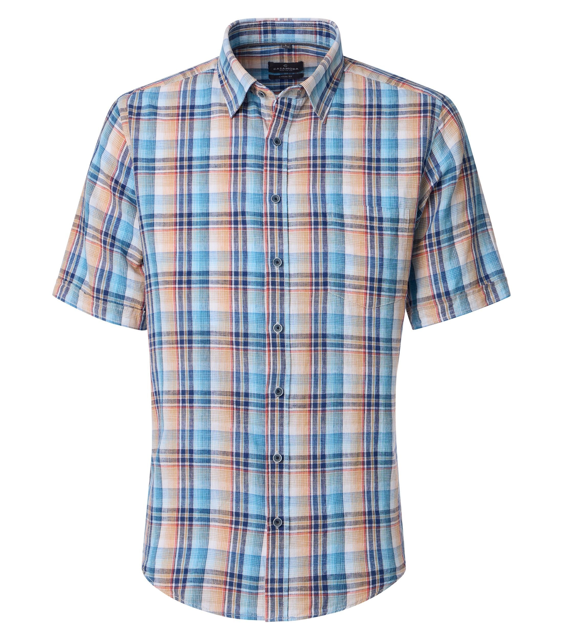 CASAMODA Kurzarmhemd "CASAMODA Leinenhemd Kurzarm kariert" günstig online kaufen