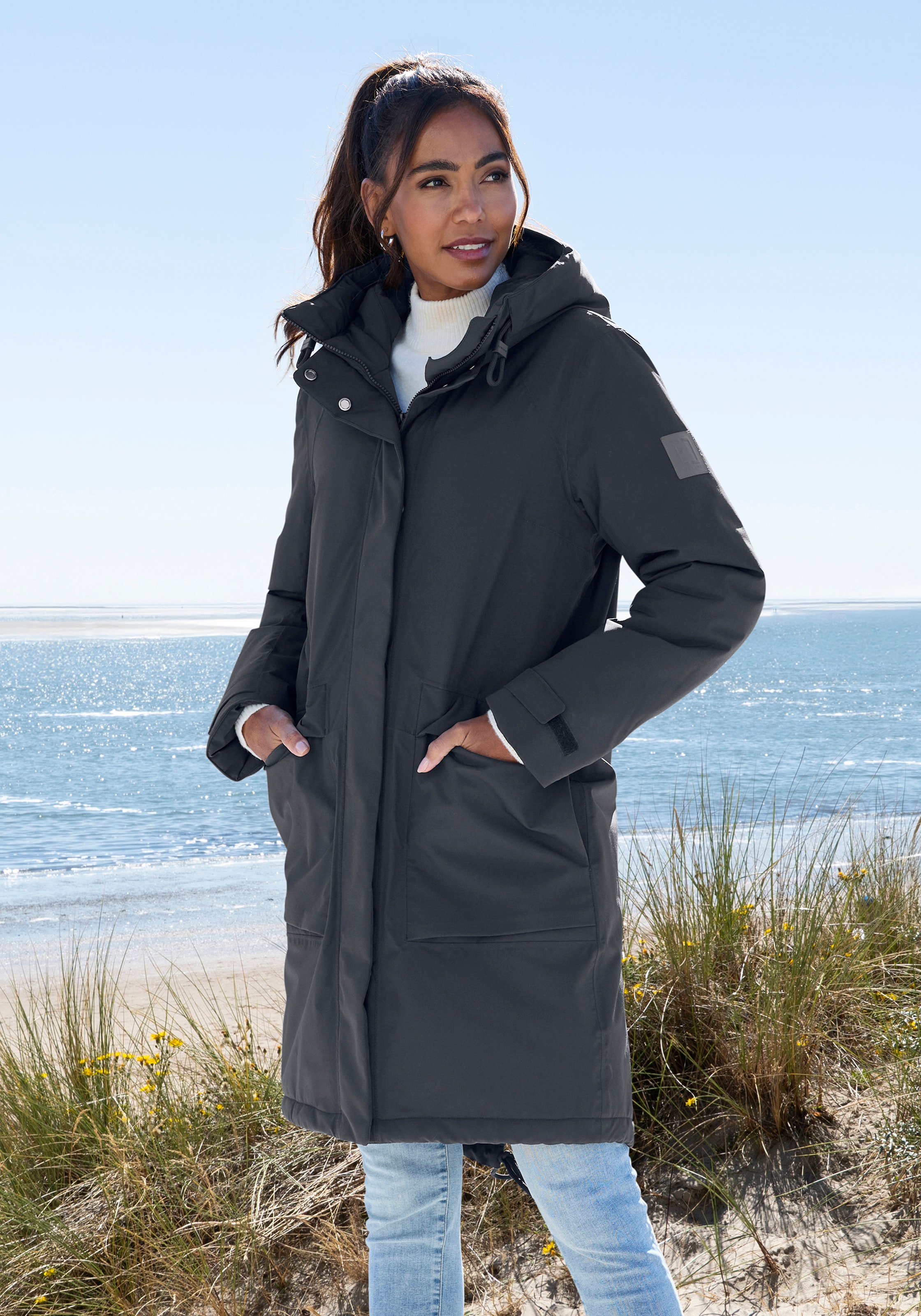 Elbsand Winterjacke mit Kapuze mit verstellbarer Kapuze und aufgesetzten Ta günstig online kaufen