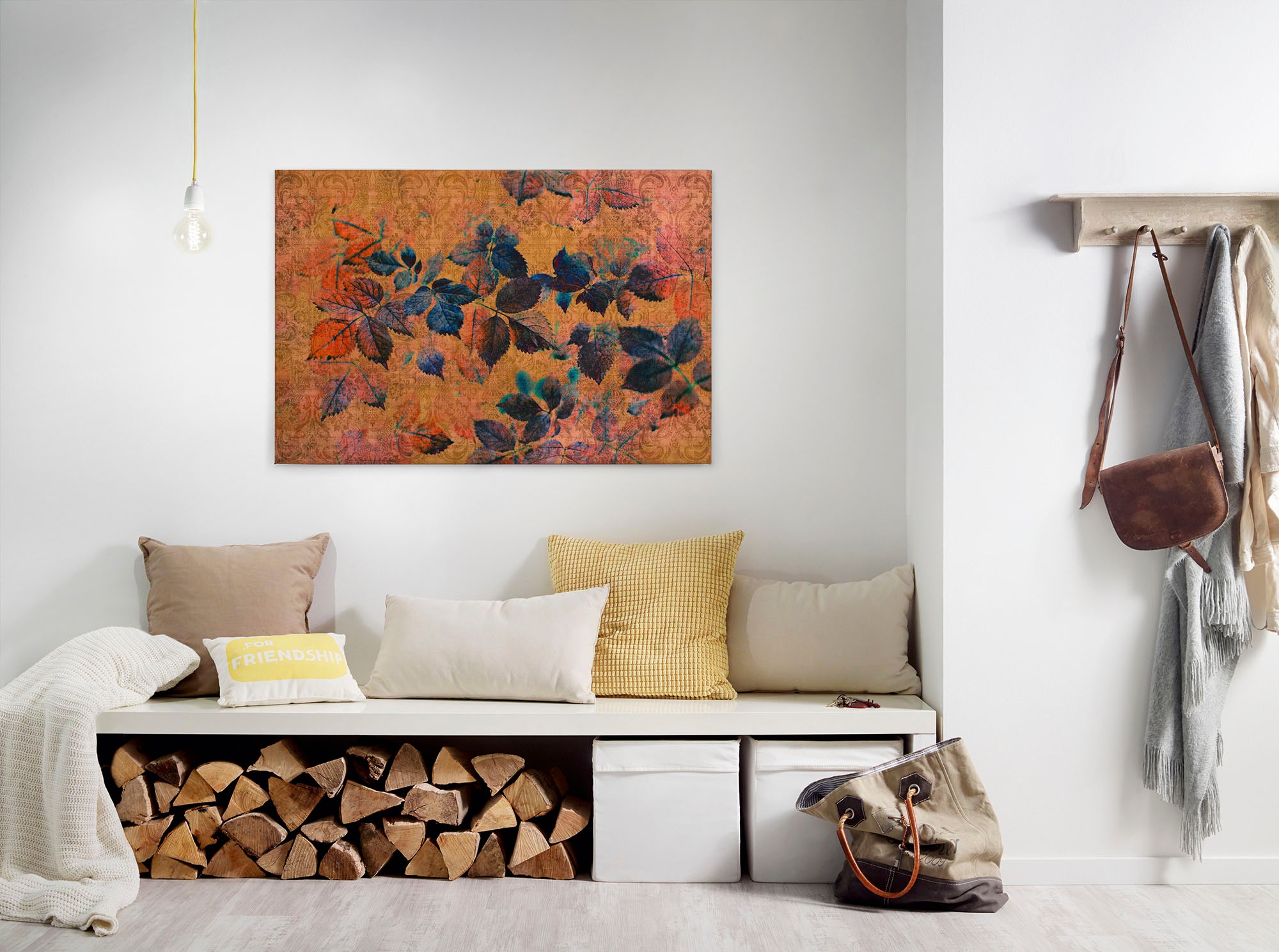 A.S. Création Leinwandbild "indian summer" Blumen Kunst 1 Stk. tlg. Keilrahmen Bild Blätter Natur Floral Leinwand-Bild Wohnzimmer modern