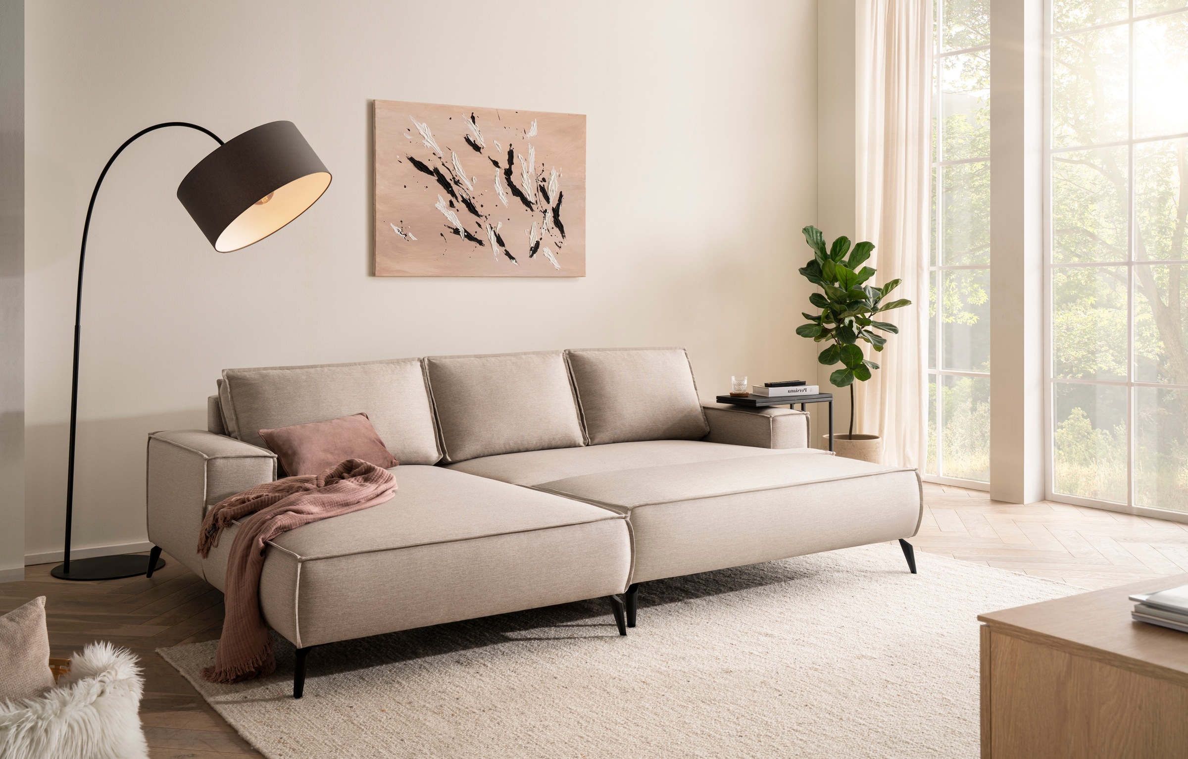 andas Sitzgruppe »TVINNU, Polsterecke L-Form, Schlaffunktion, mit Hocker« Set, 2 Stk. tlg. Set, stellbar zum Schlafsofa (Krokodilverbinder)