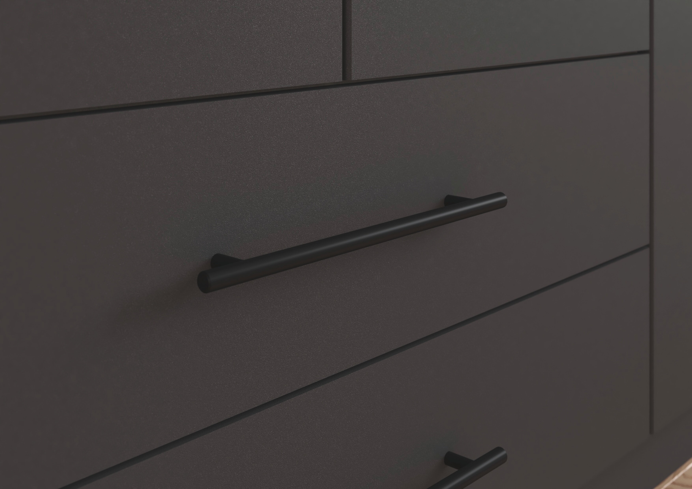 rauch Kleiderschrank »Mehrzweckschrank Schrank Garderobe Wäscheschrank Schlafzimmer GAMMA« 3 verschiedene Ausstattungen BASIC/CLASSIC/PREMIUM (inkl. SOFT-CLOSE),  Graumetallic, 181 cm, 2 Schubladen, Griff Schwarz MADE IN GERMANY