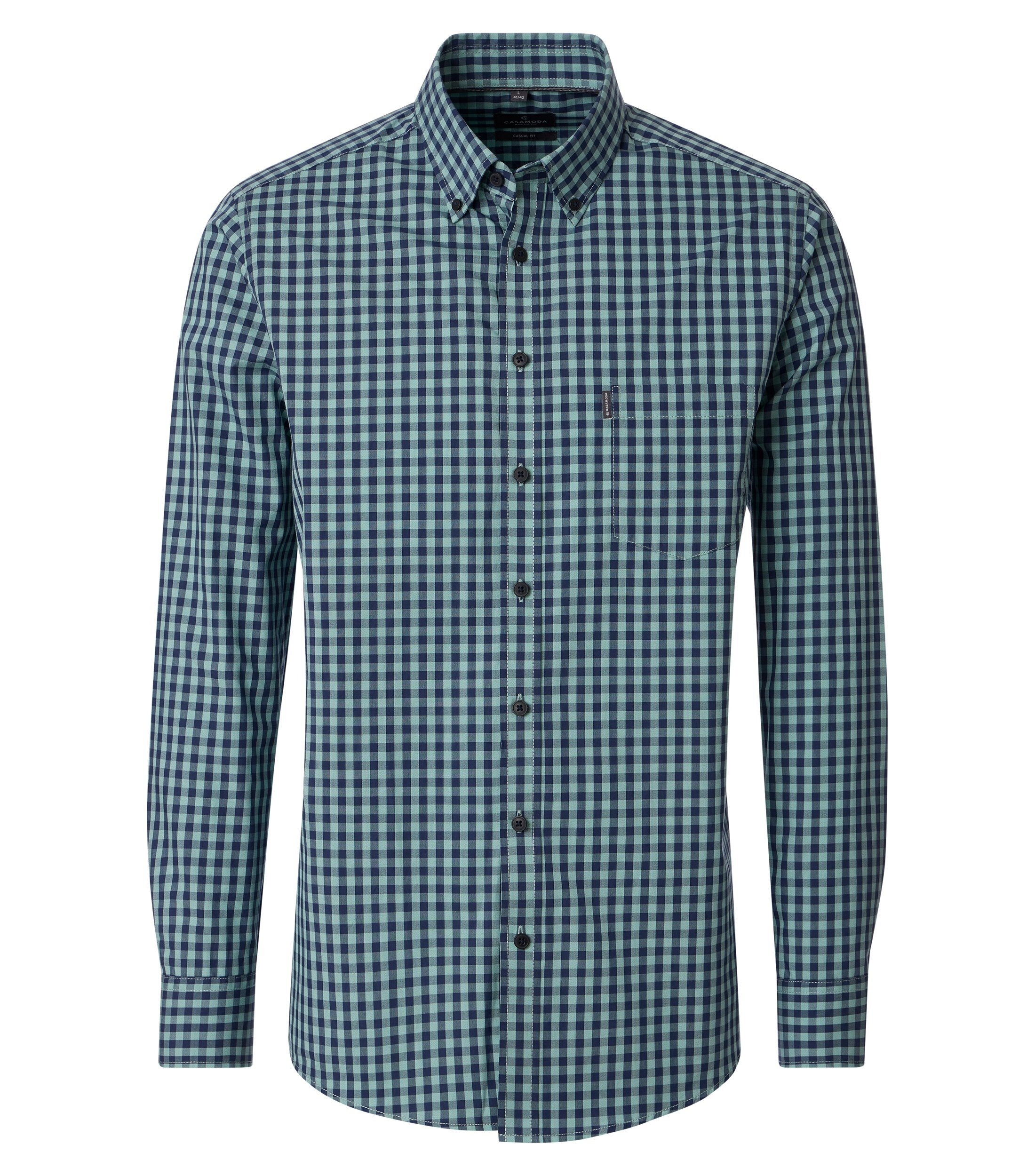Langarmhemd CASAMODA "CASAMODA Freizeithemd kariert", Herren, Gr. XXL, Normalgrößen, grün, 100% Baumwolle, kariert, comfort fit, Hemden